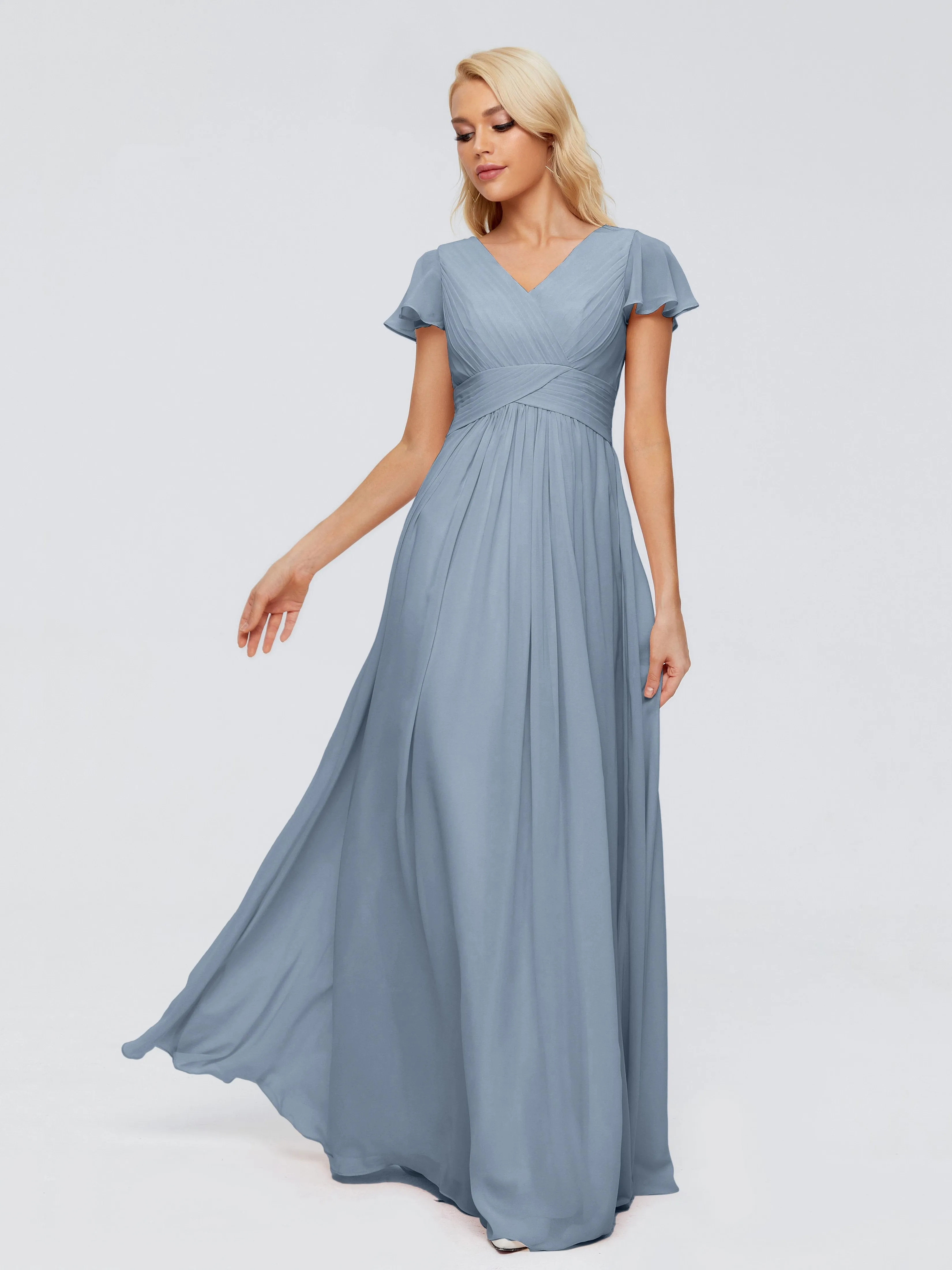 Charlie Cap Sleeves Elegant Chiffon Bridesmaid Dresses
