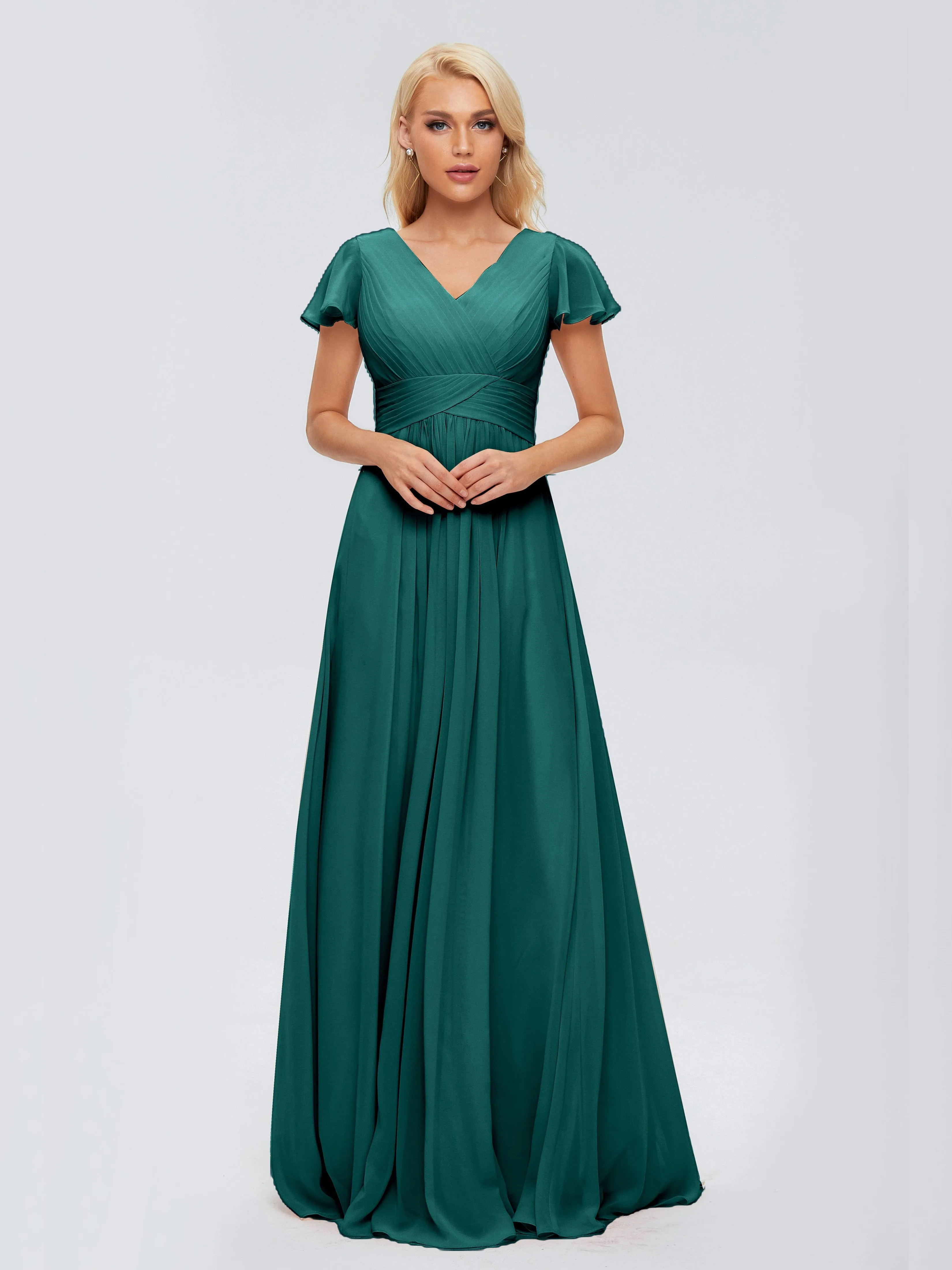 Charlie Cap Sleeves Elegant Chiffon Bridesmaid Dresses
