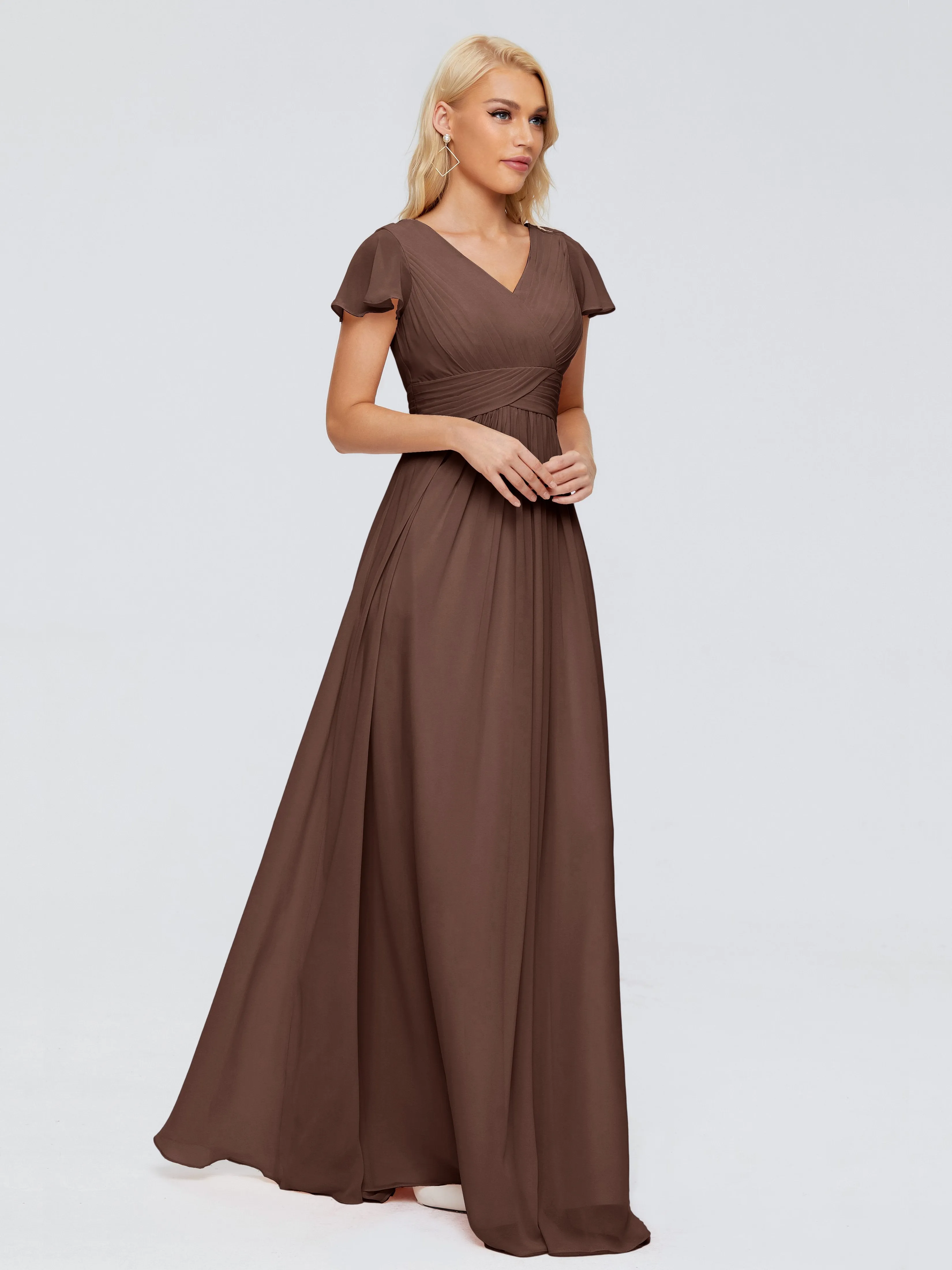 Charlie Cap Sleeves Elegant Chiffon Bridesmaid Dresses