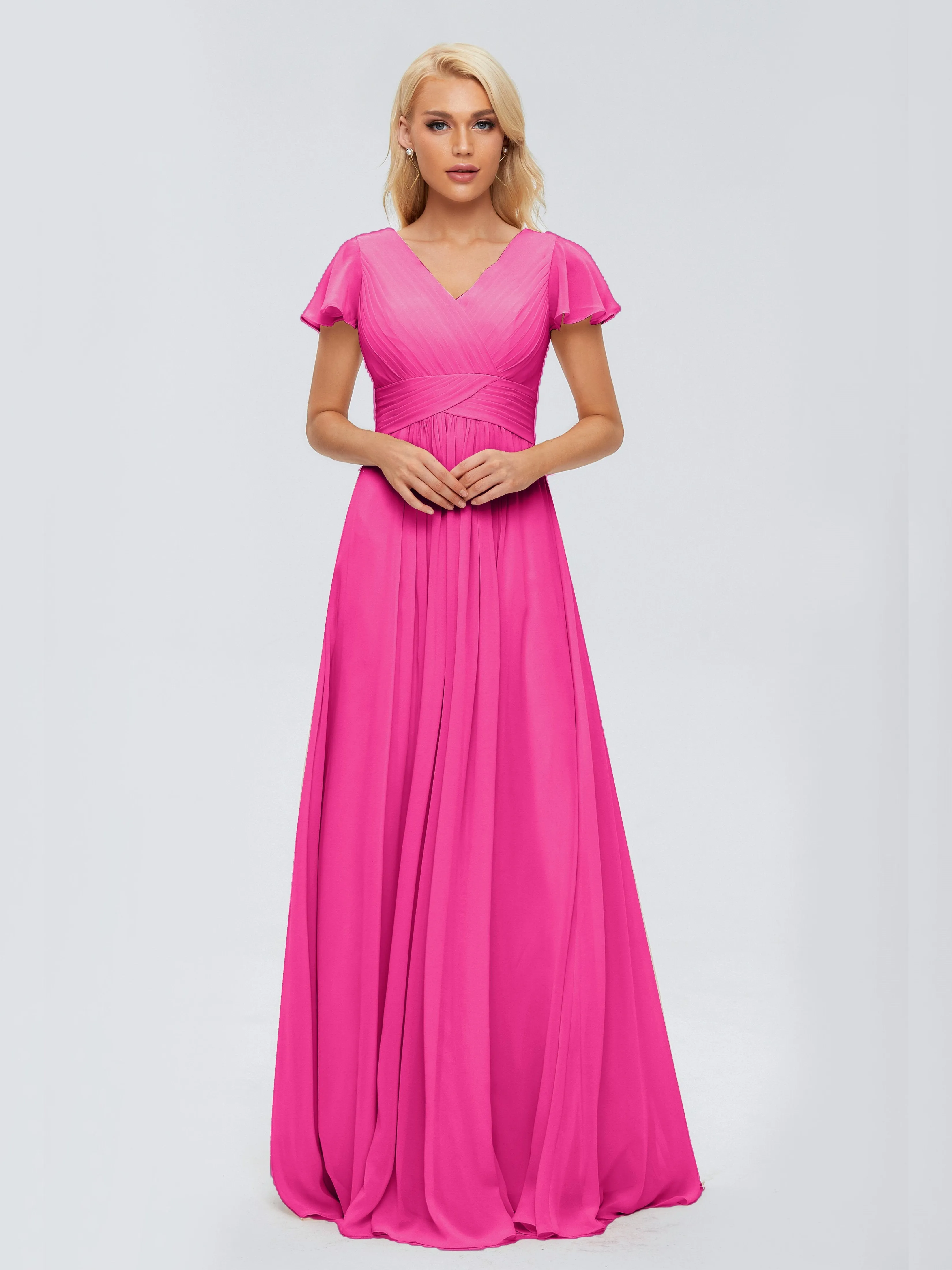 Charlie Cap Sleeves Elegant Chiffon Bridesmaid Dresses