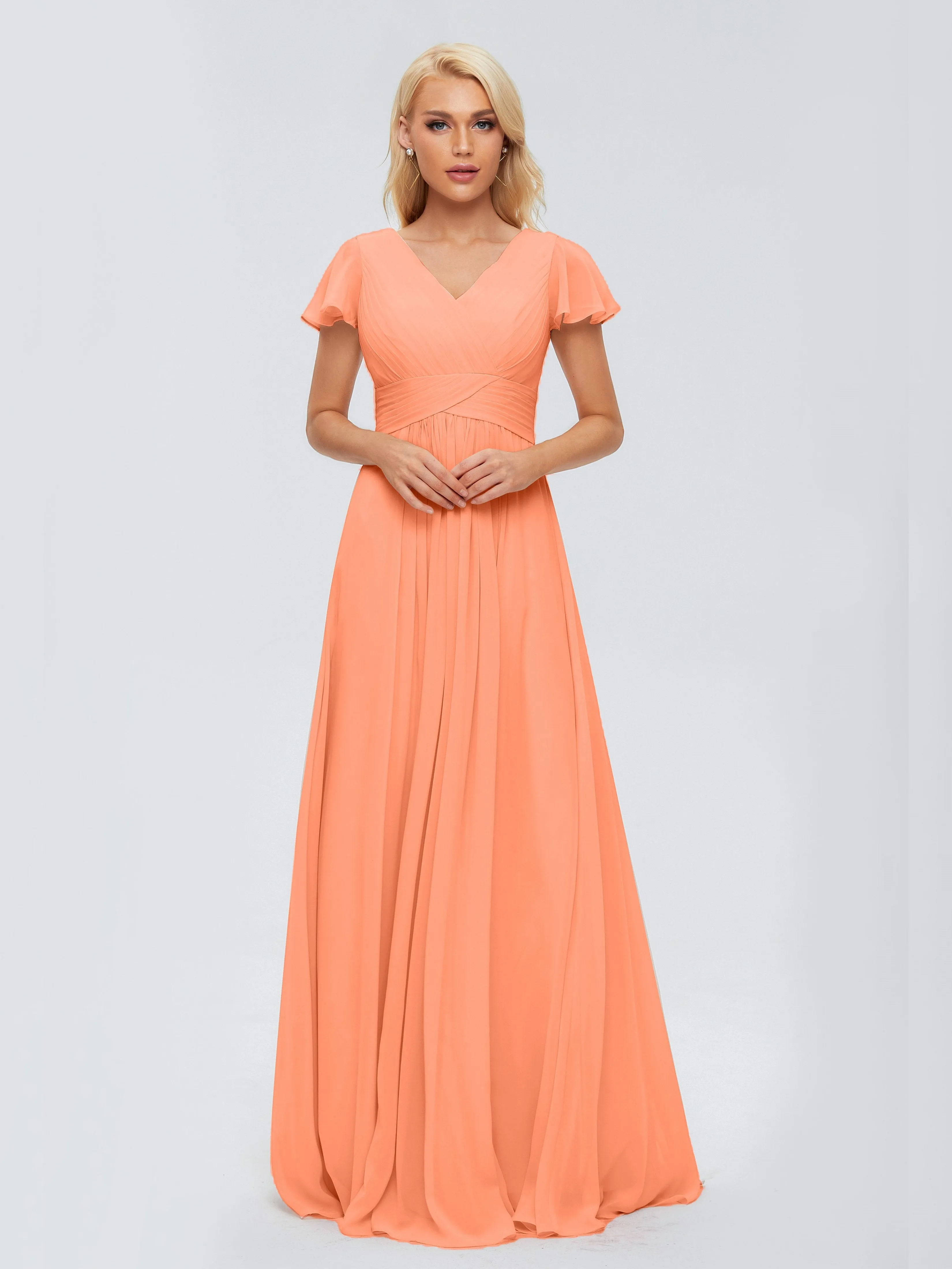 Charlie Cap Sleeves Elegant Chiffon Bridesmaid Dresses