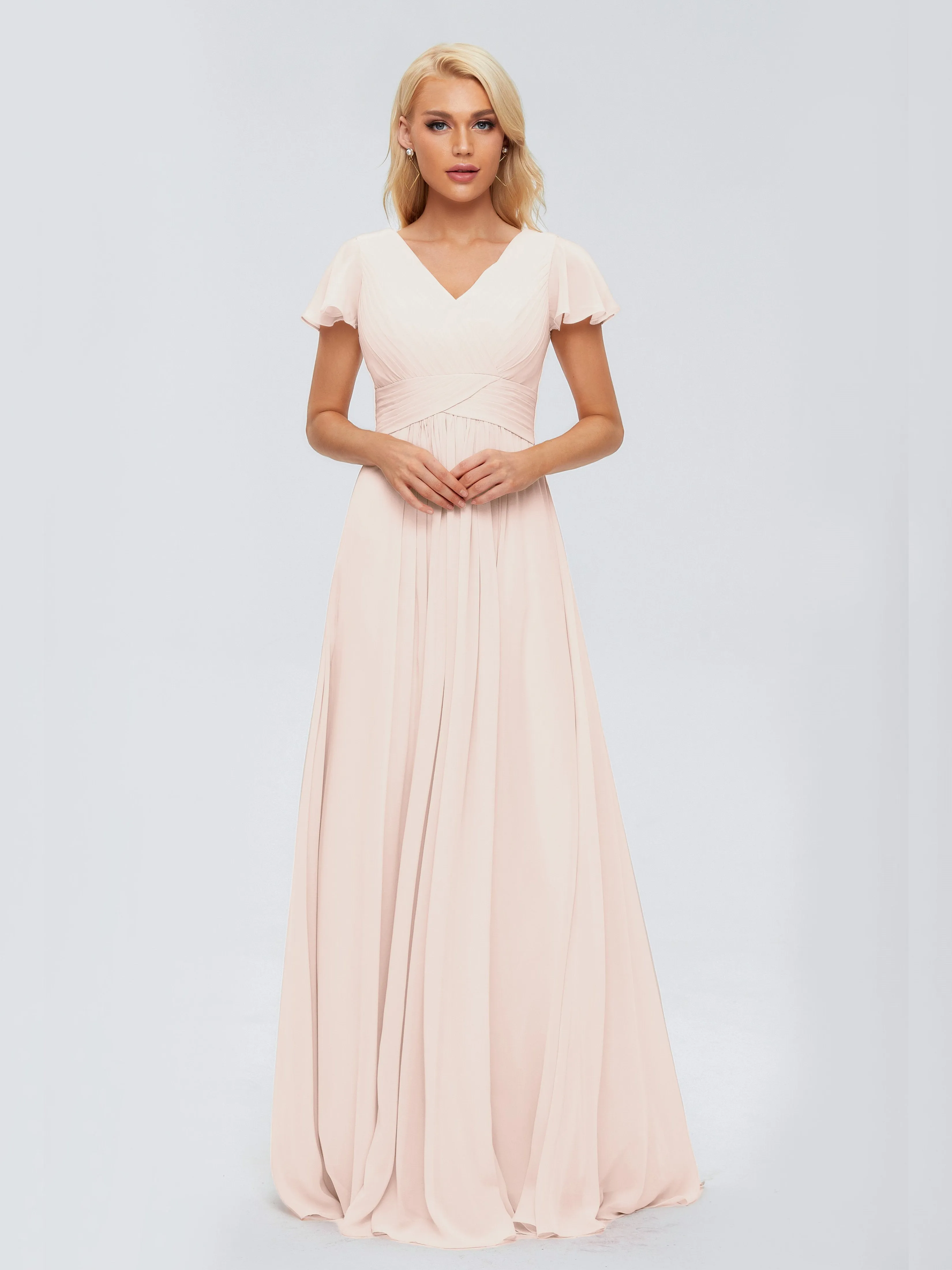 Charlie Cap Sleeves Elegant Chiffon Bridesmaid Dresses