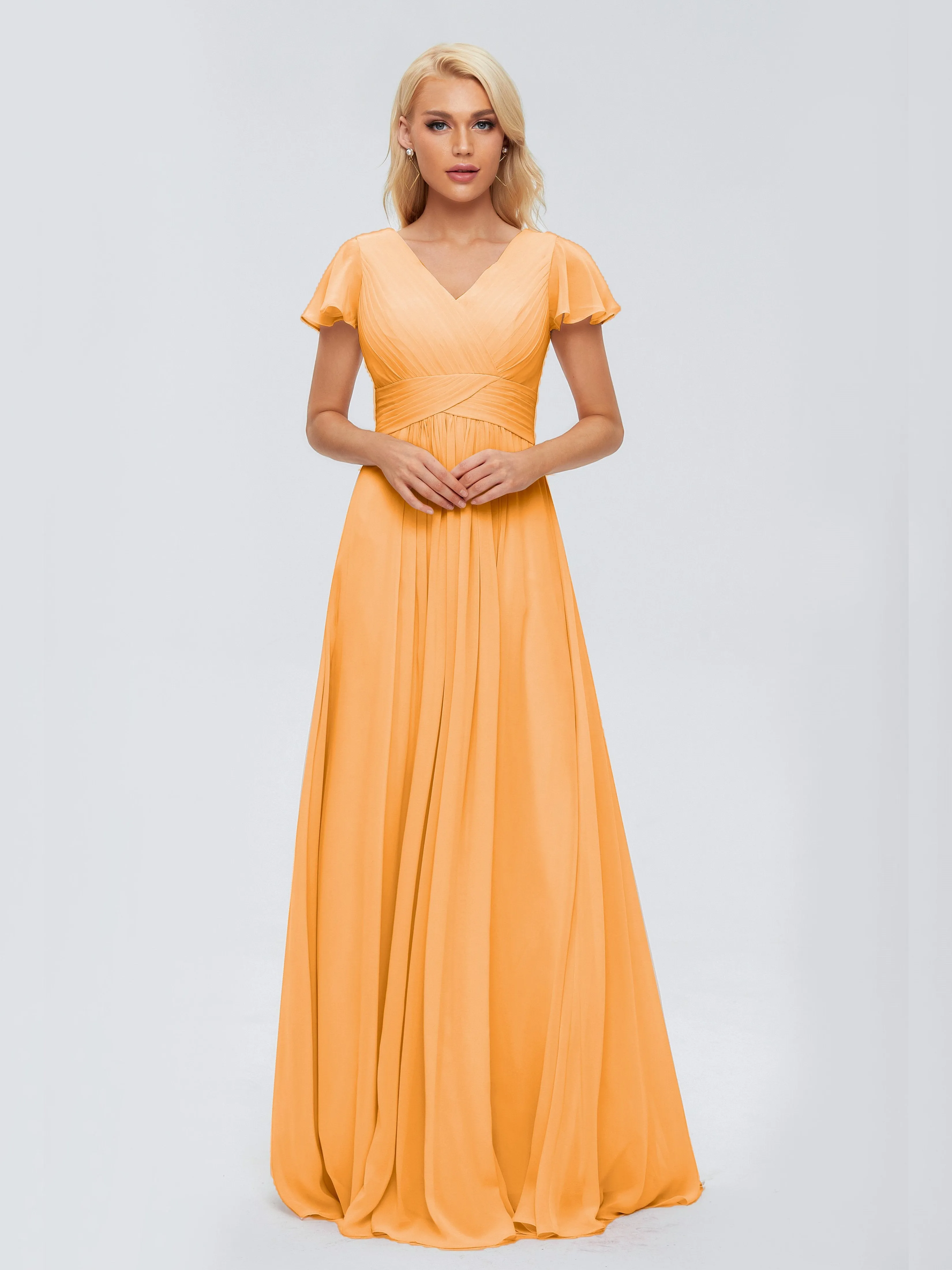 Charlie Cap Sleeves Elegant Chiffon Bridesmaid Dresses
