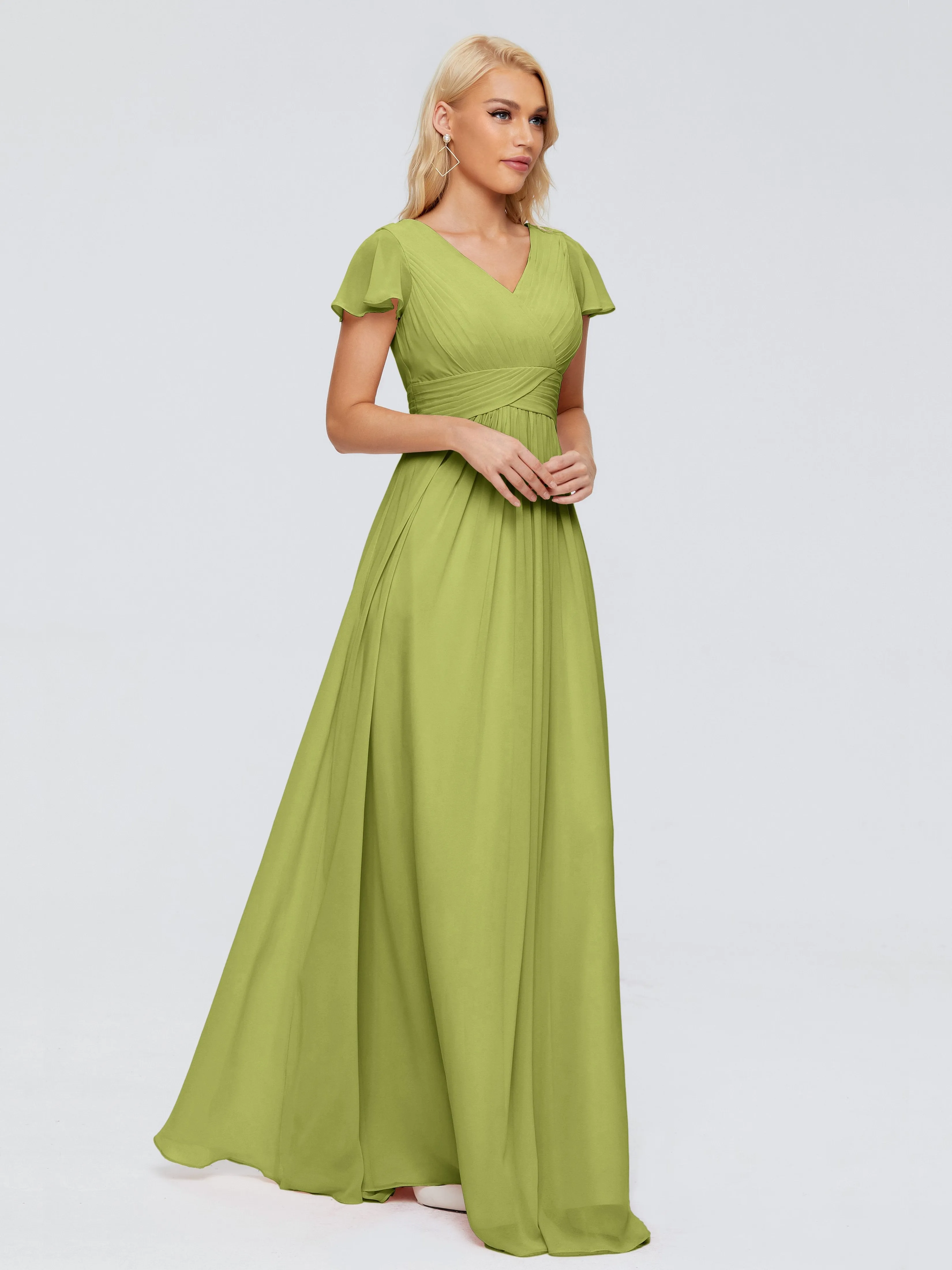 Charlie Cap Sleeves Elegant Chiffon Bridesmaid Dresses