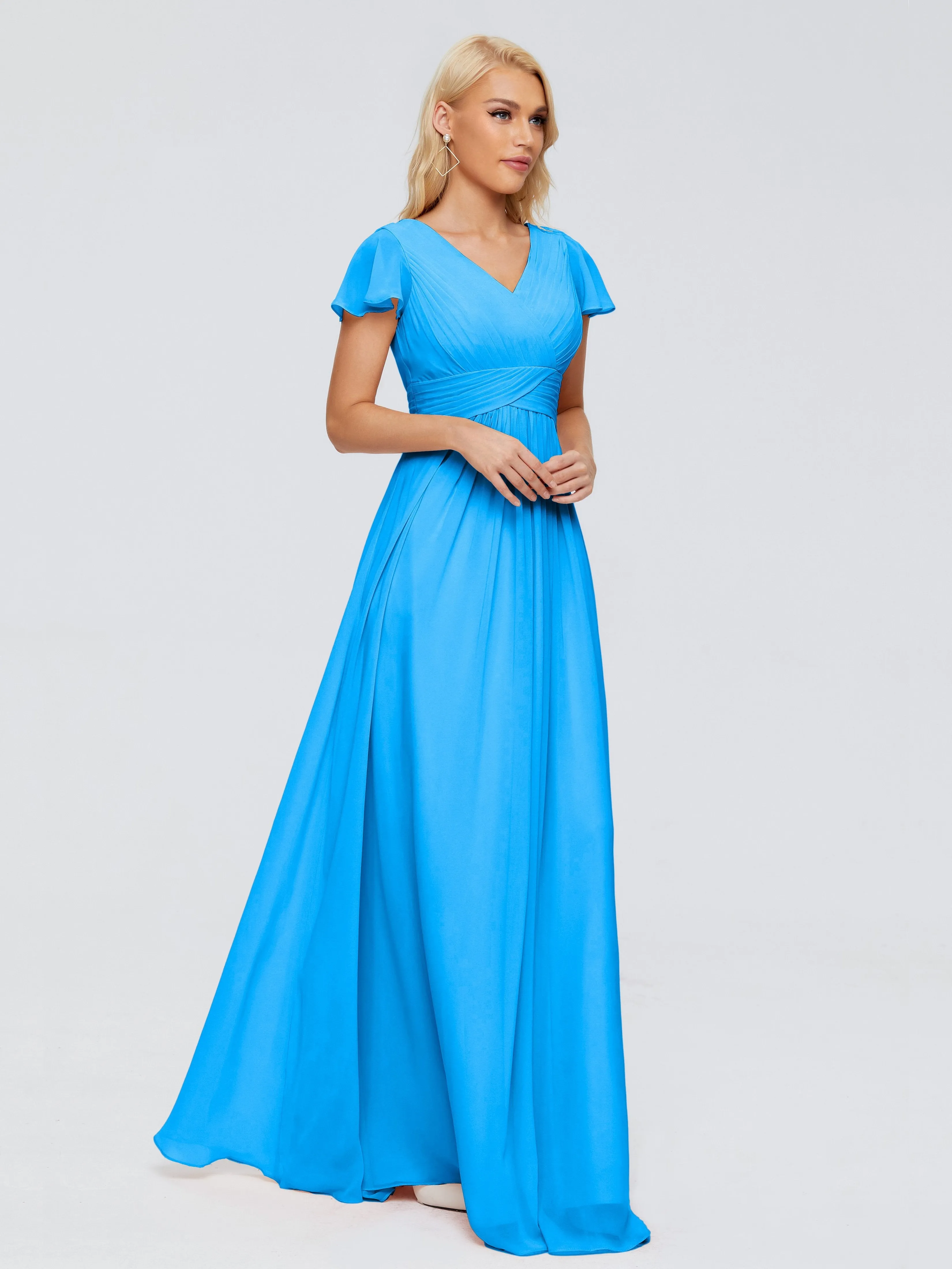Charlie Cap Sleeves Elegant Chiffon Bridesmaid Dresses