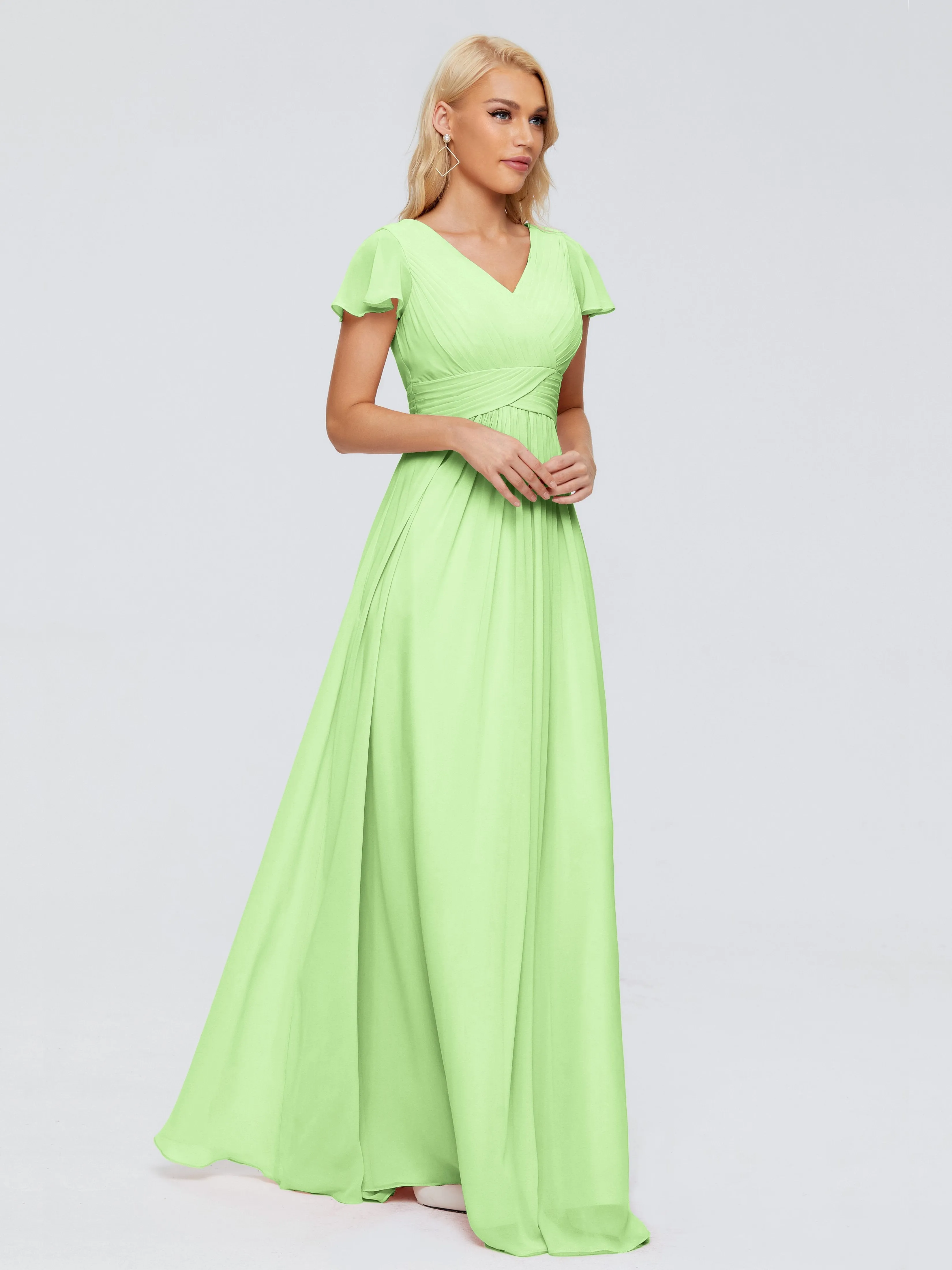Charlie Cap Sleeves Elegant Chiffon Bridesmaid Dresses