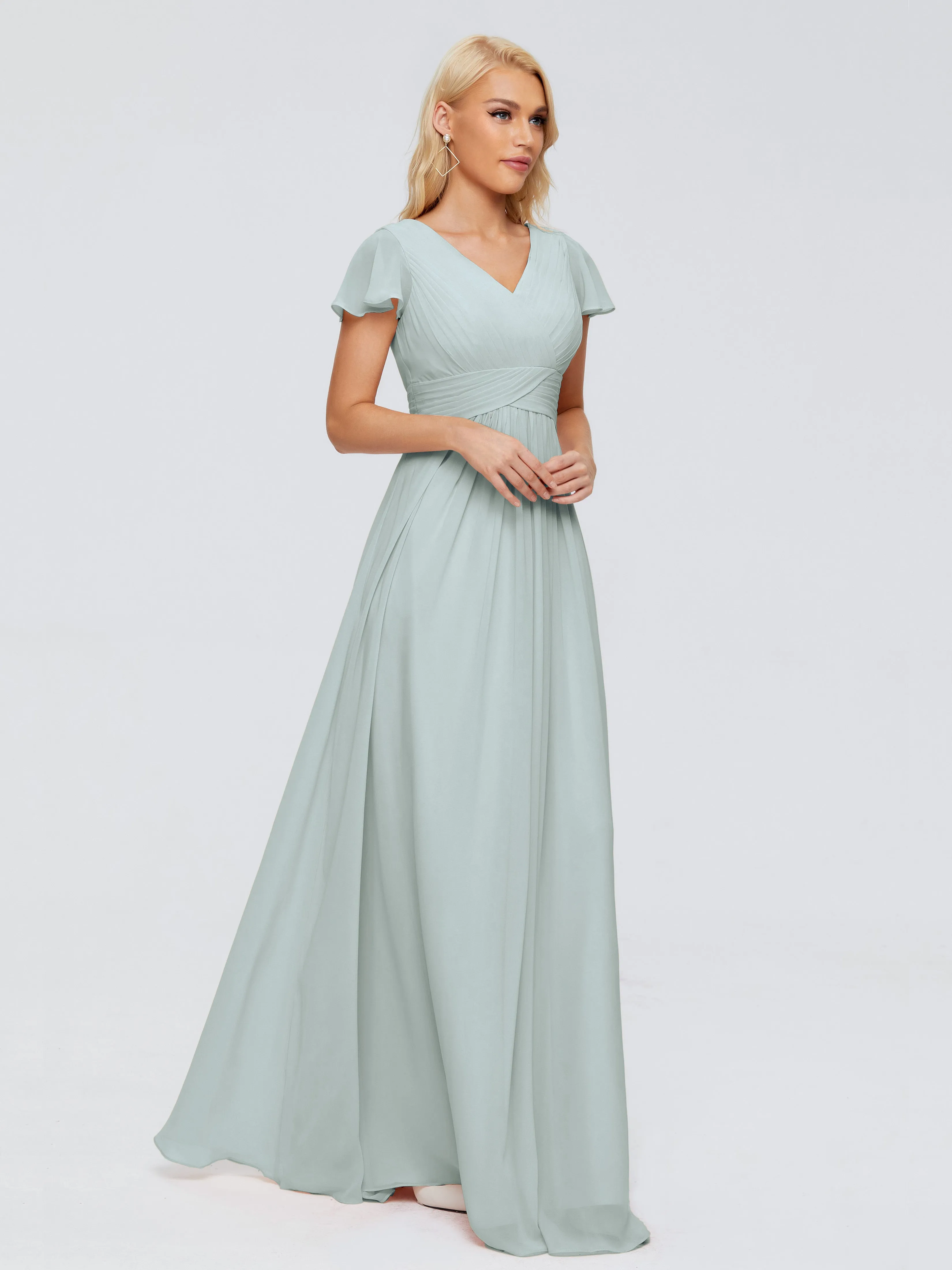 Charlie Cap Sleeves Elegant Chiffon Bridesmaid Dresses