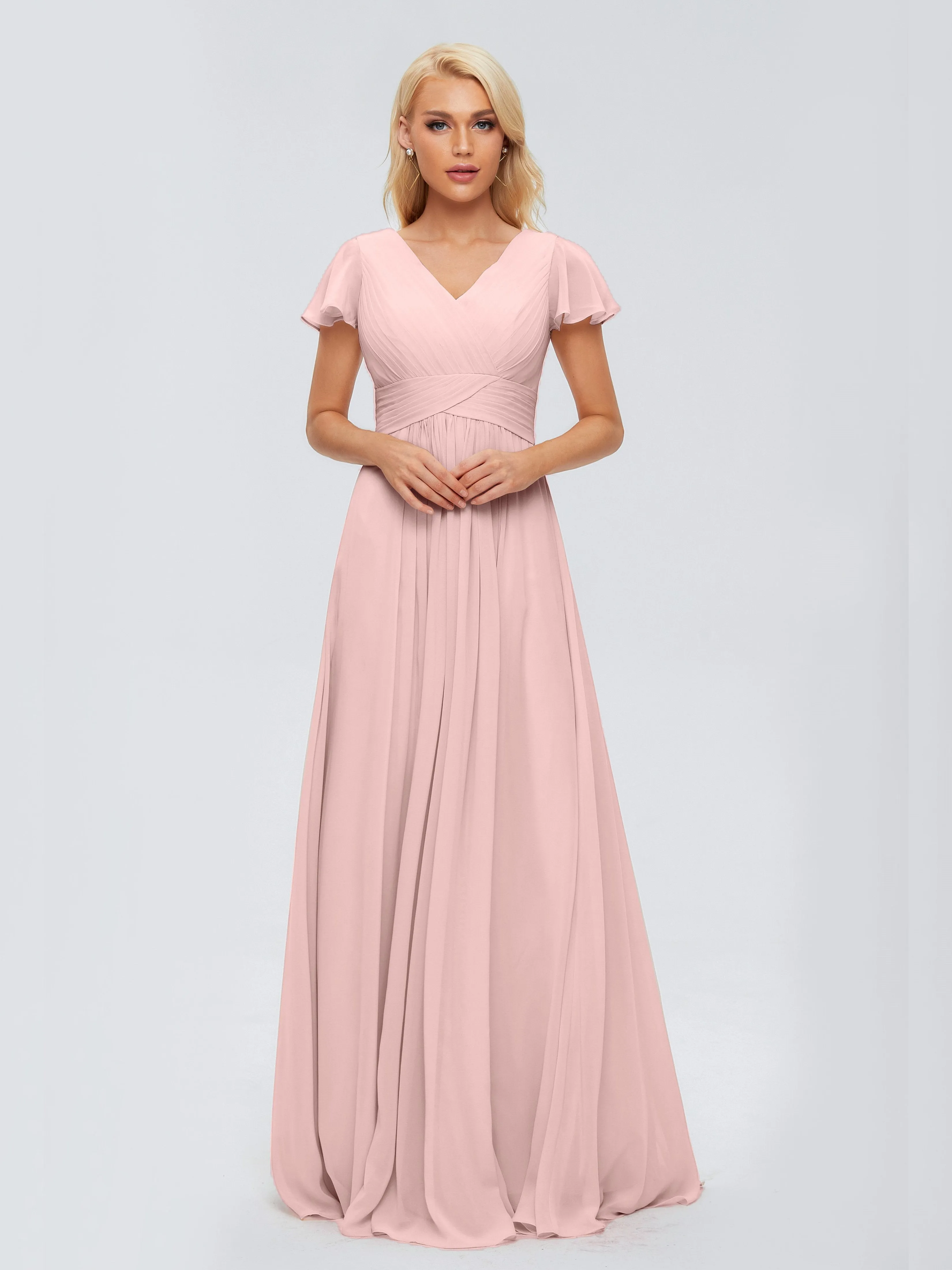 Charlie Cap Sleeves Elegant Chiffon Bridesmaid Dresses