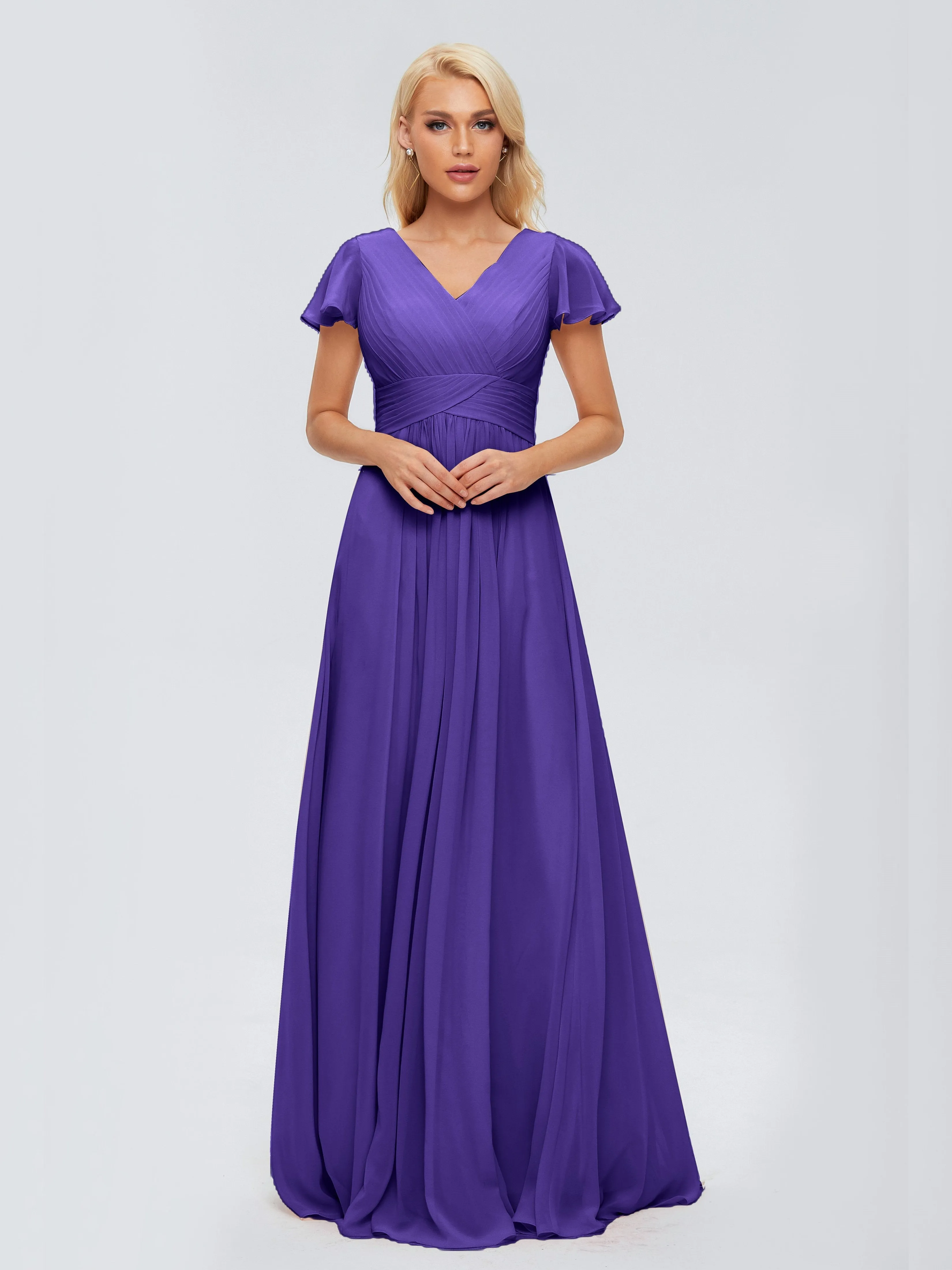 Charlie Cap Sleeves Elegant Chiffon Bridesmaid Dresses