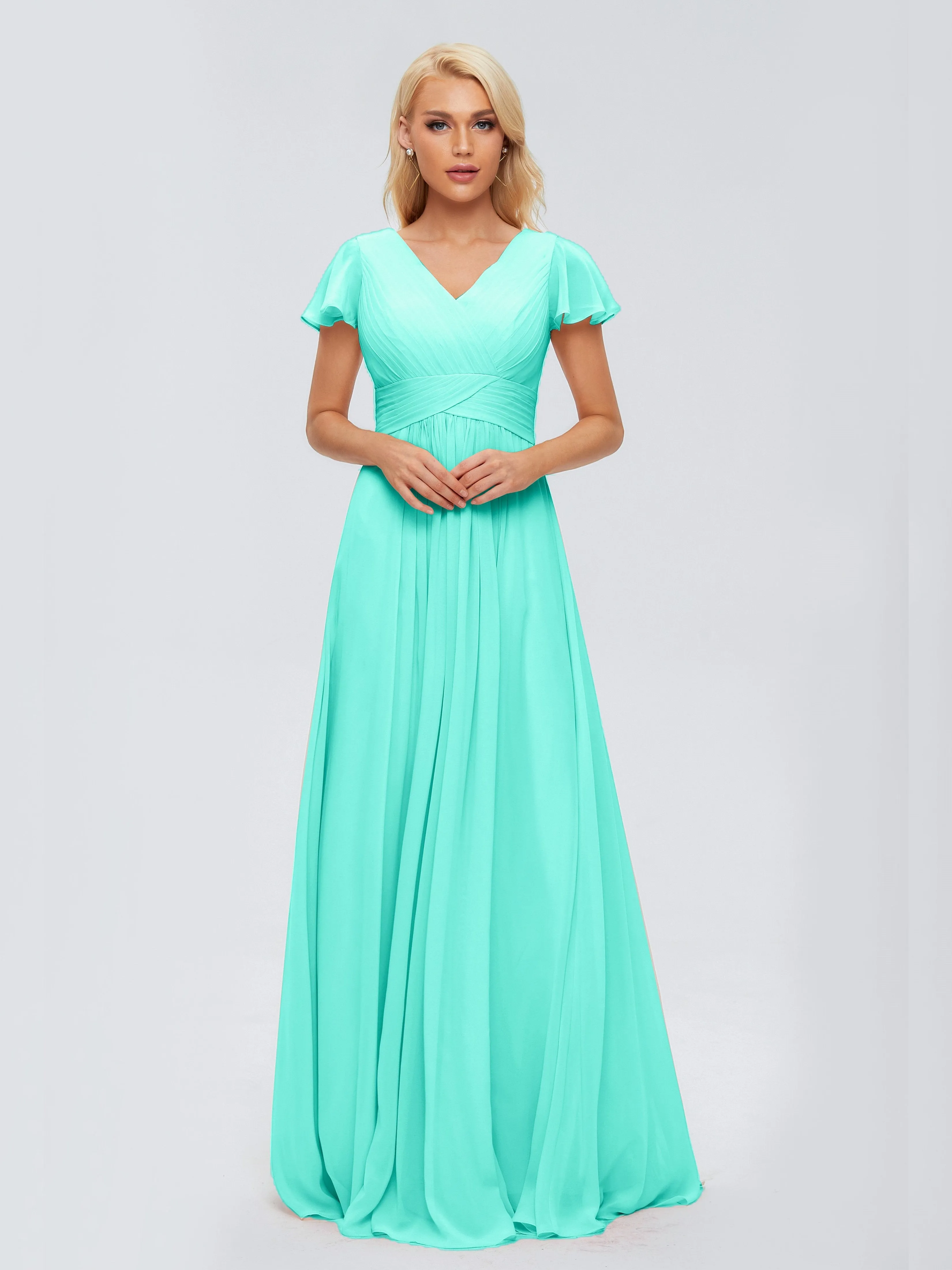 Charlie Cap Sleeves Elegant Chiffon Bridesmaid Dresses