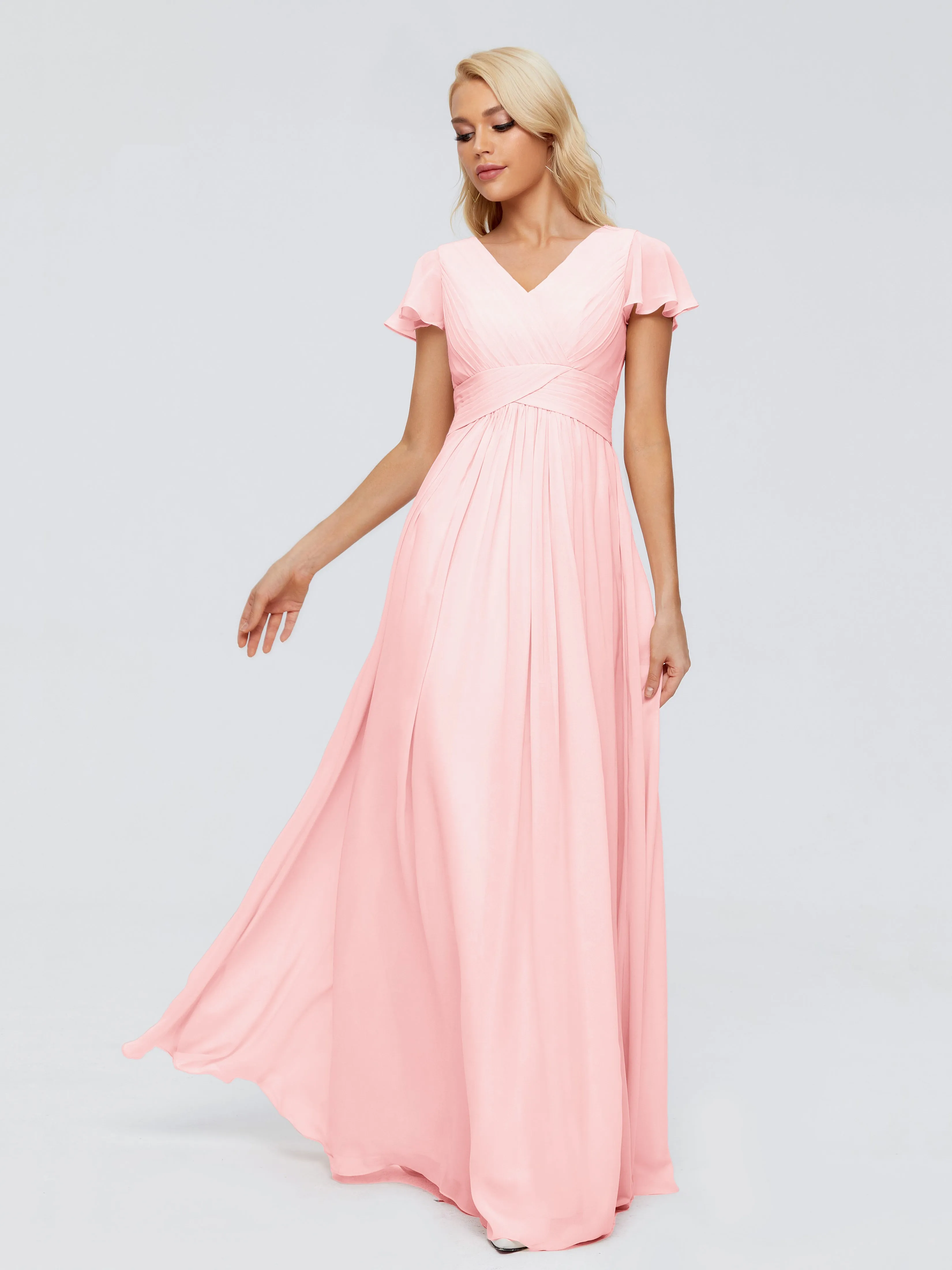 Charlie Cap Sleeves Elegant Chiffon Bridesmaid Dresses