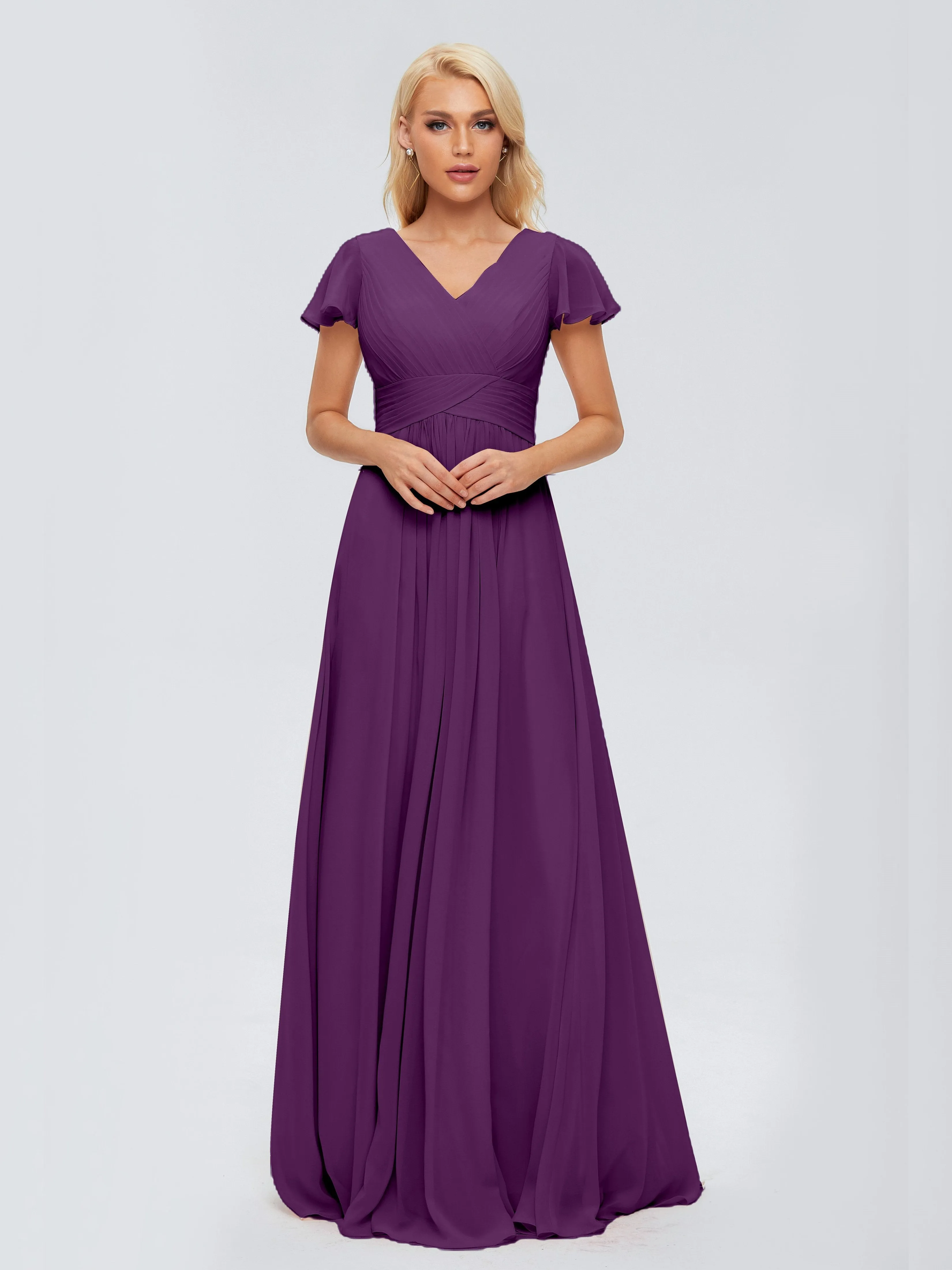 Charlie Cap Sleeves Elegant Chiffon Bridesmaid Dresses