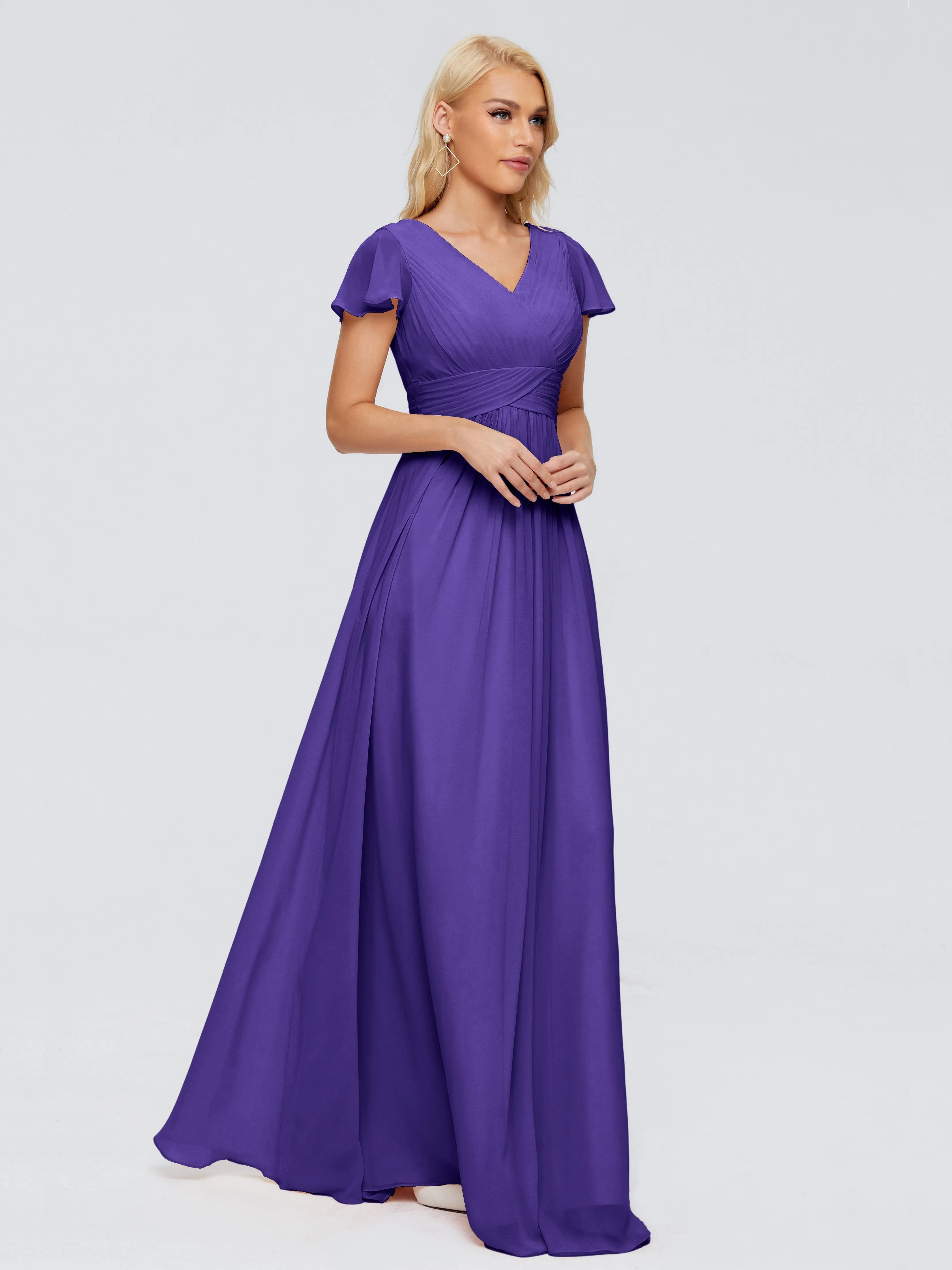Charlie Cap Sleeves Elegant Chiffon Bridesmaid Dresses