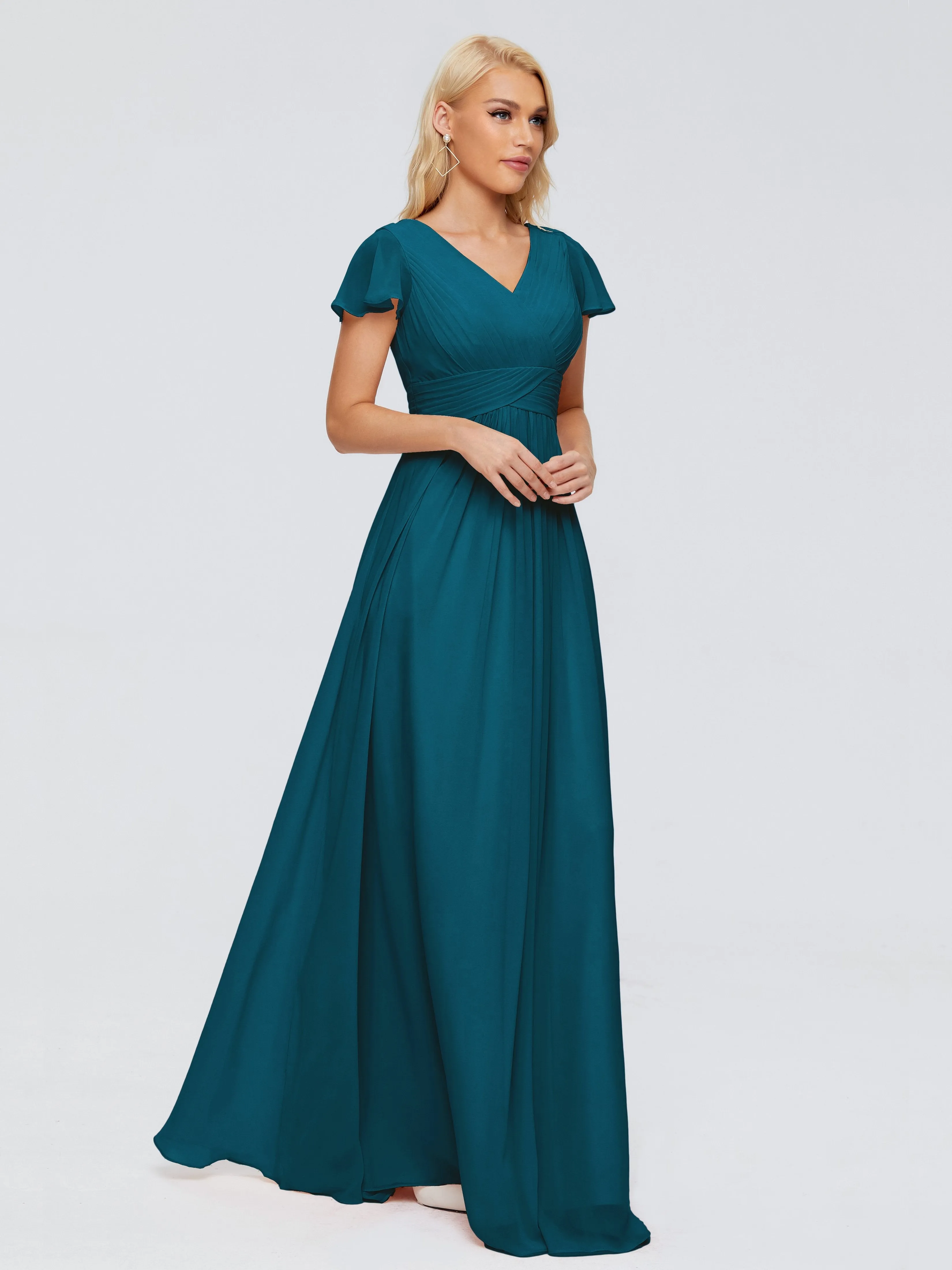 Charlie Cap Sleeves Elegant Chiffon Bridesmaid Dresses