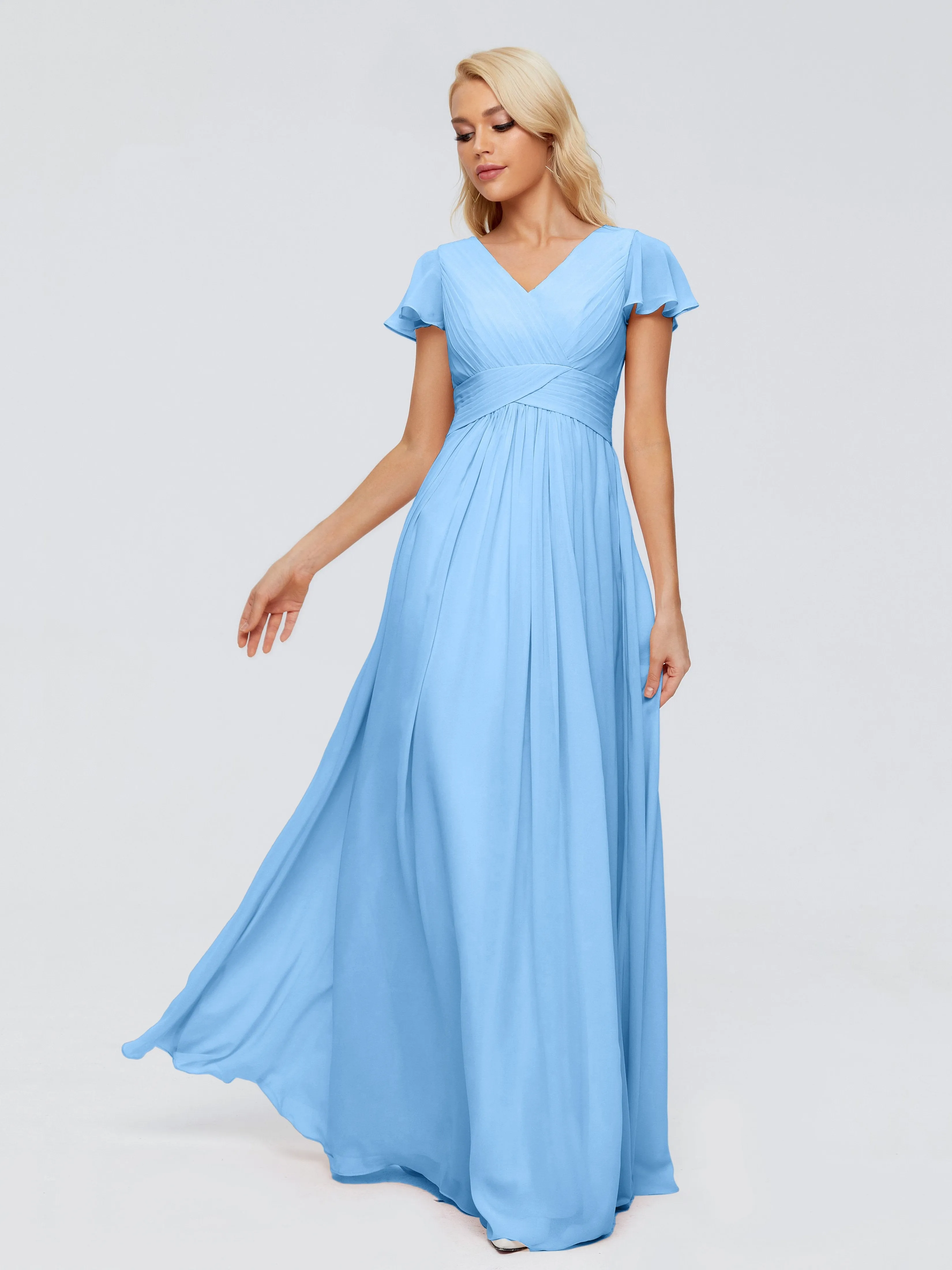 Charlie Cap Sleeves Elegant Chiffon Bridesmaid Dresses