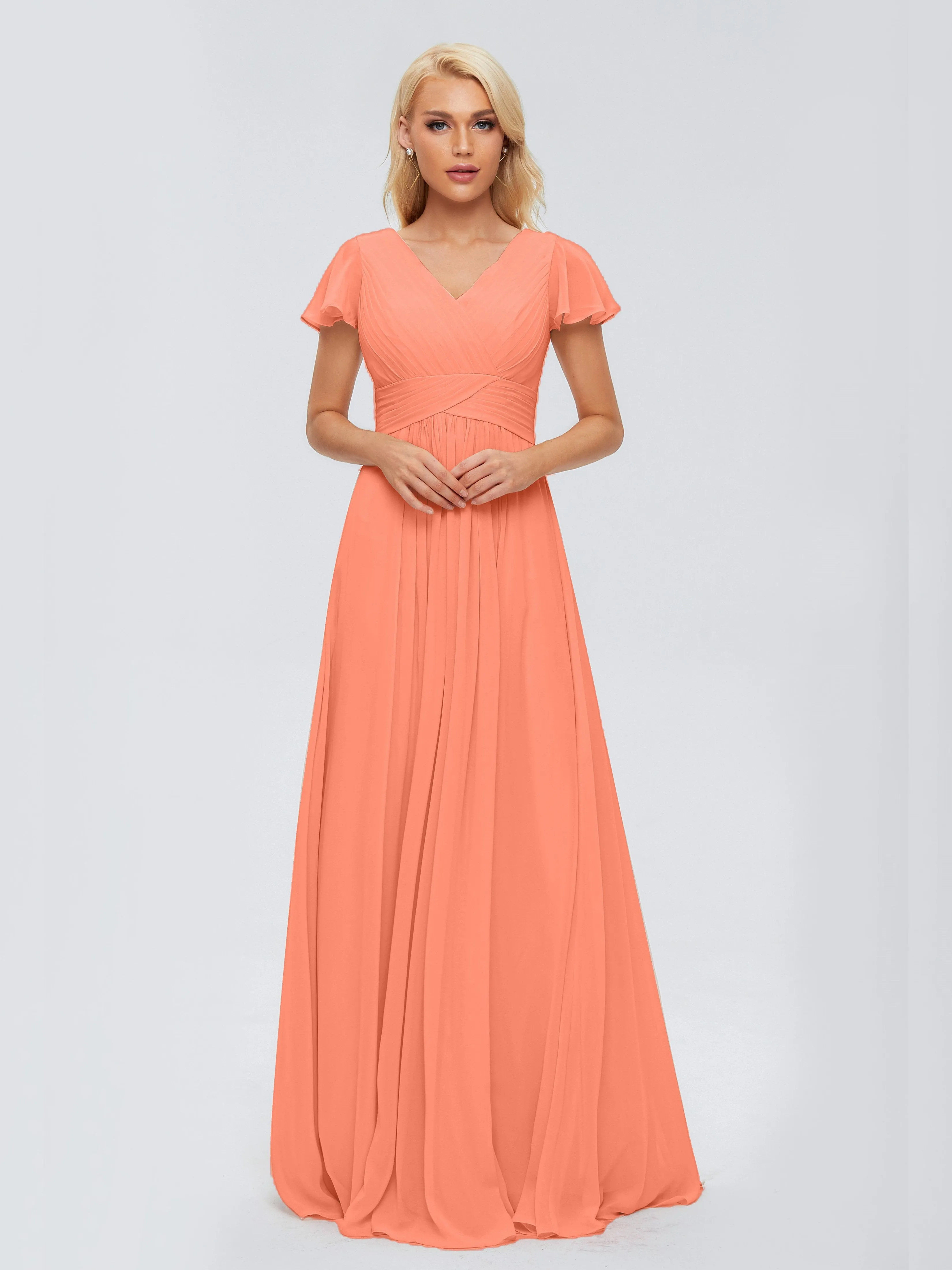 Charlie Cap Sleeves Elegant Chiffon Bridesmaid Dresses