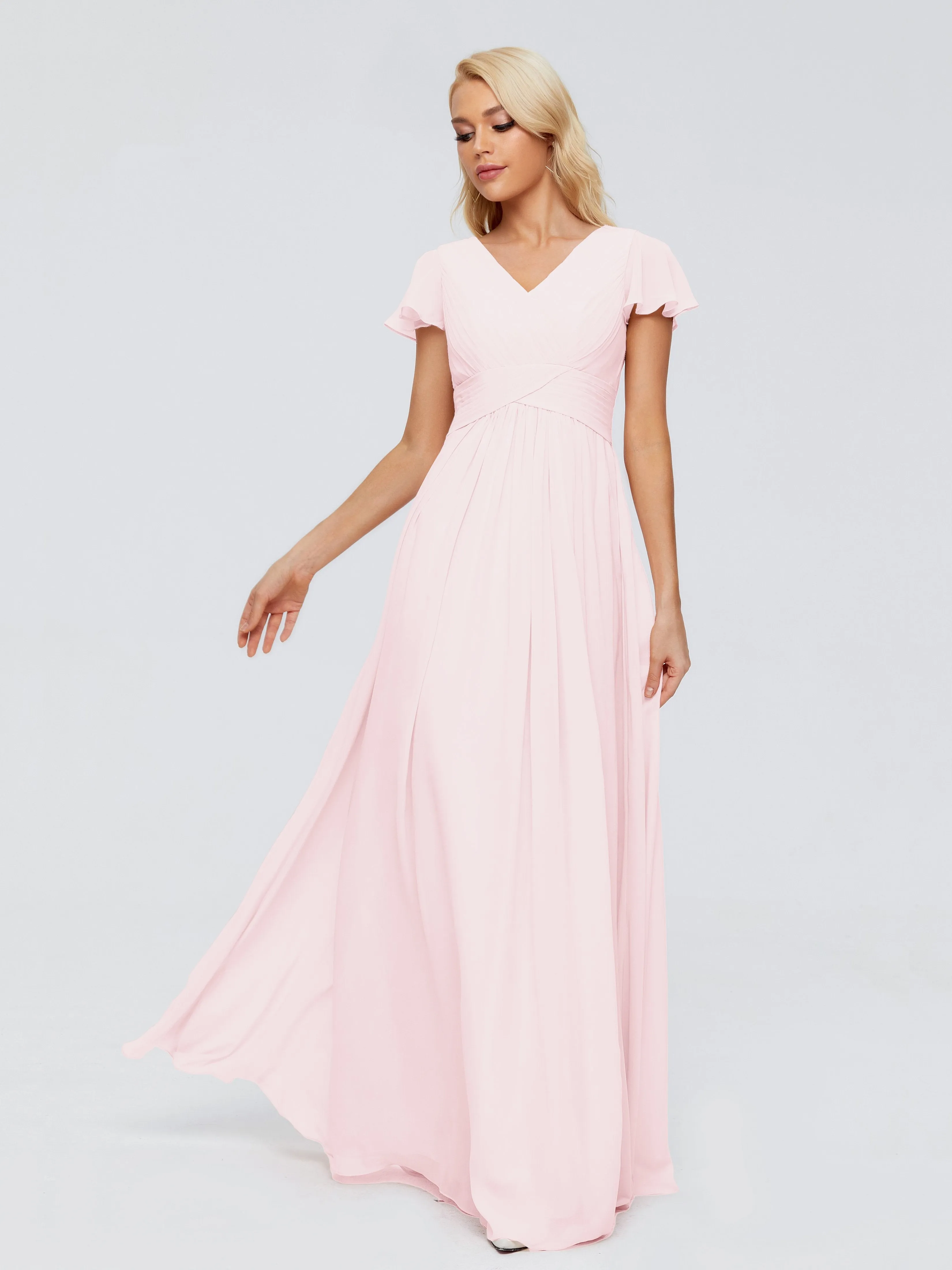 Charlie Cap Sleeves Elegant Chiffon Bridesmaid Dresses