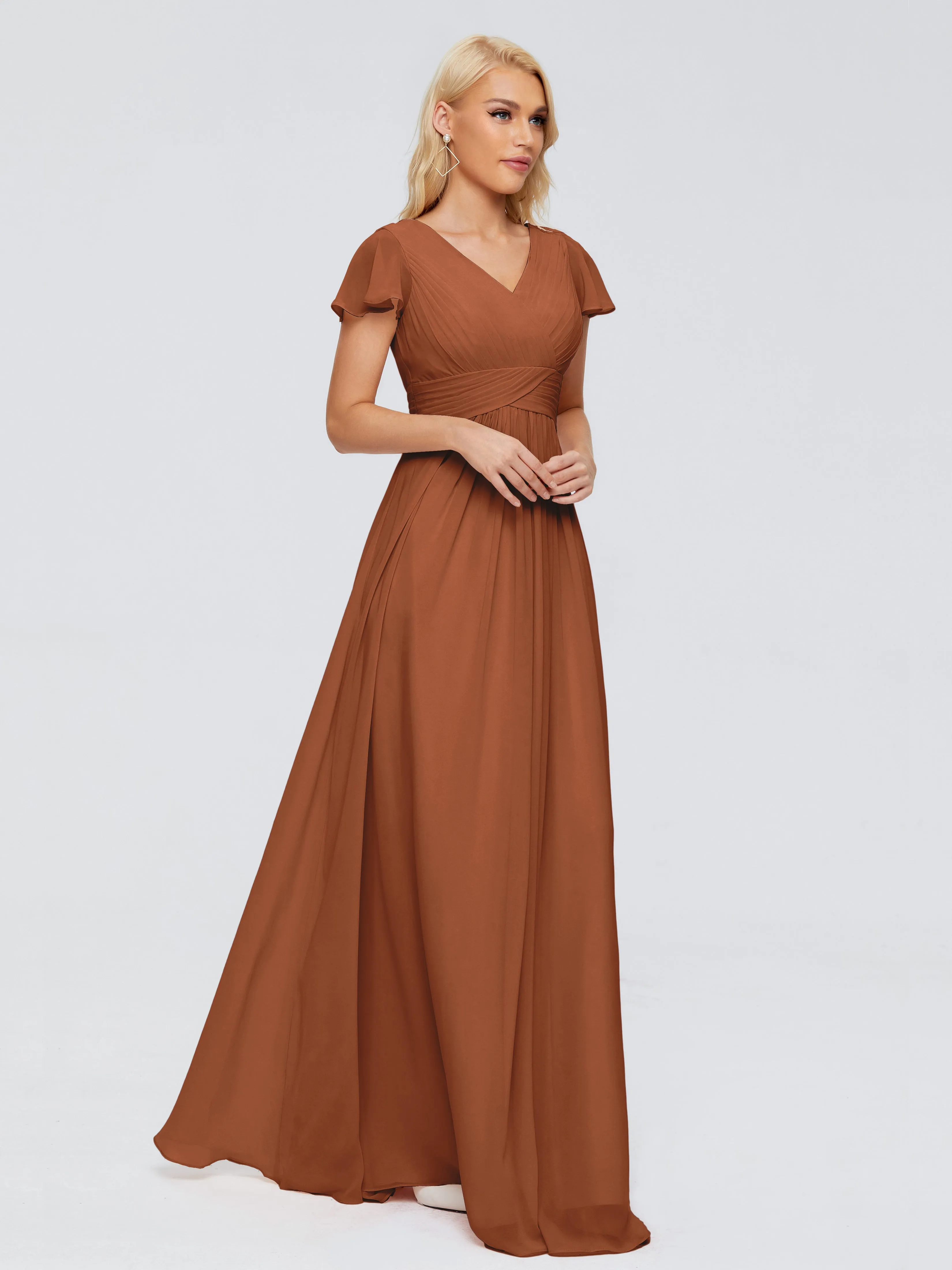 Charlie Cap Sleeves Elegant Chiffon Bridesmaid Dresses