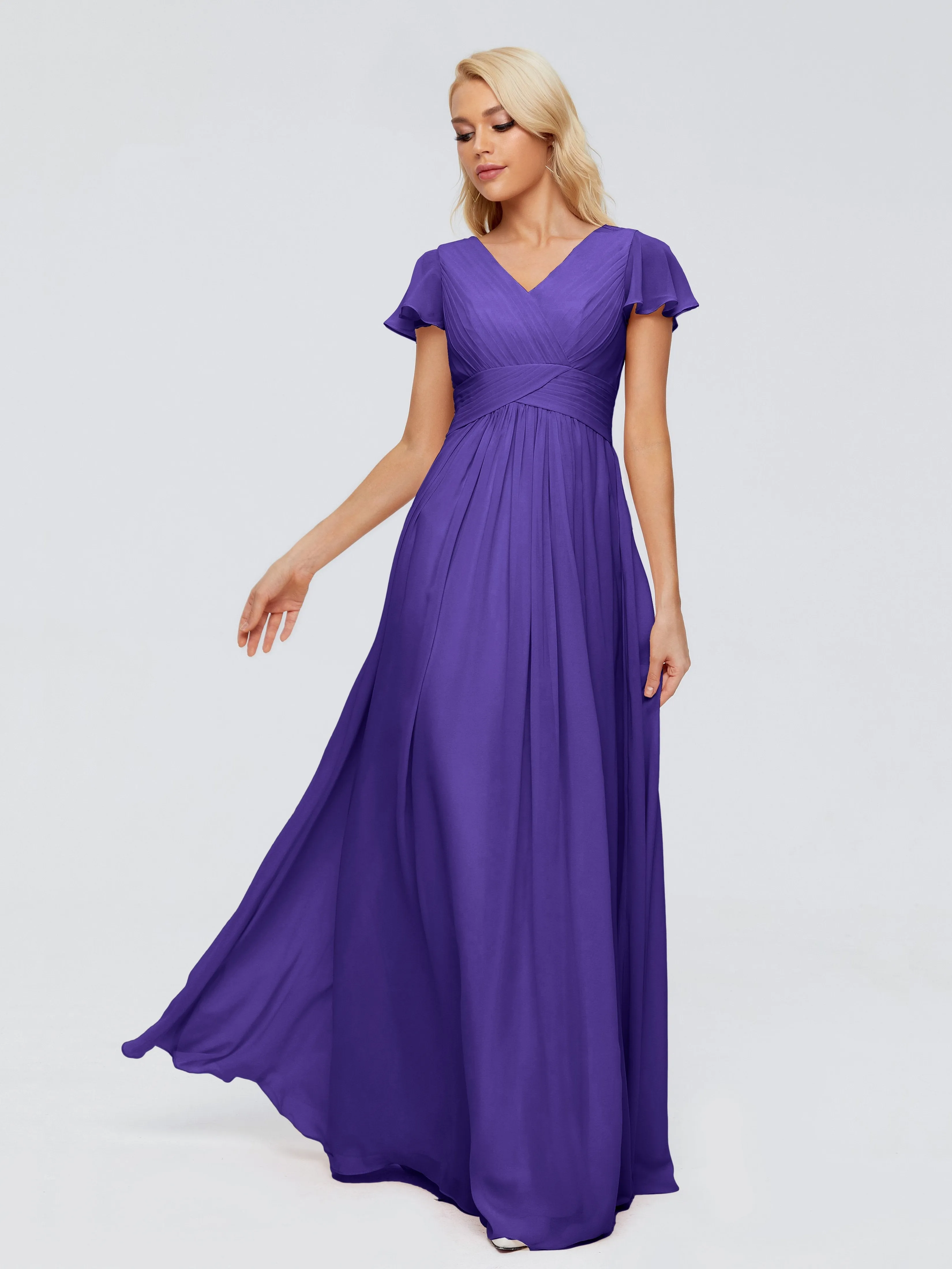 Charlie Cap Sleeves Elegant Chiffon Bridesmaid Dresses