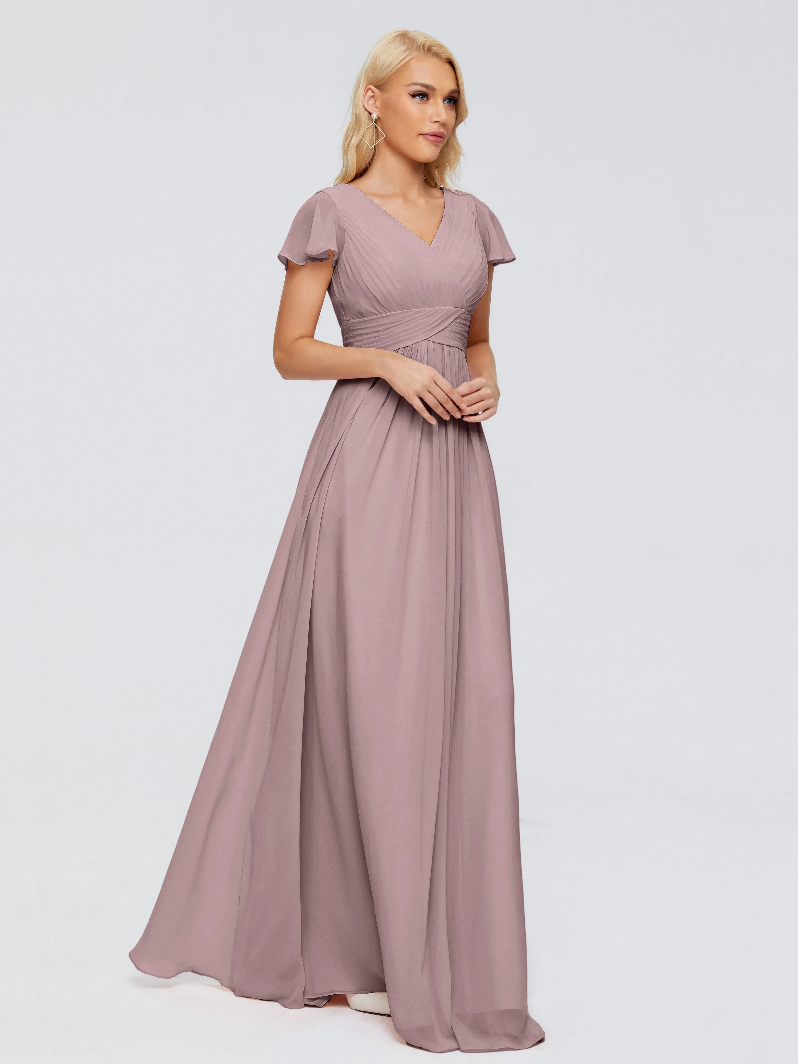 Charlie Cap Sleeves Elegant Chiffon Bridesmaid Dresses