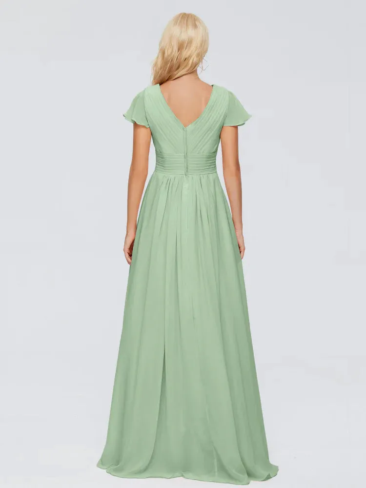 Charlie Cap Sleeves Elegant Chiffon Bridesmaid Dresses