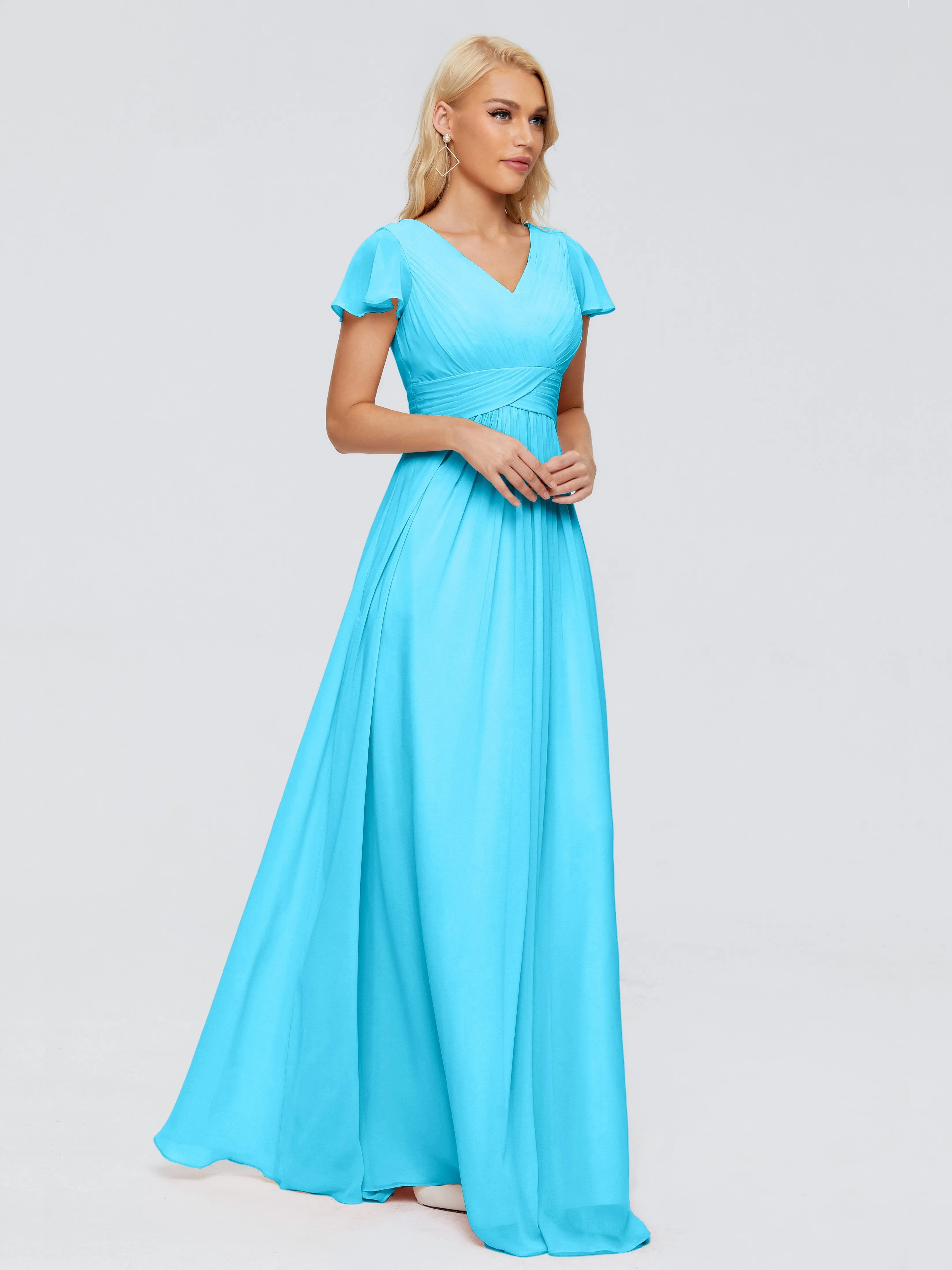 Charlie Cap Sleeves Elegant Chiffon Bridesmaid Dresses