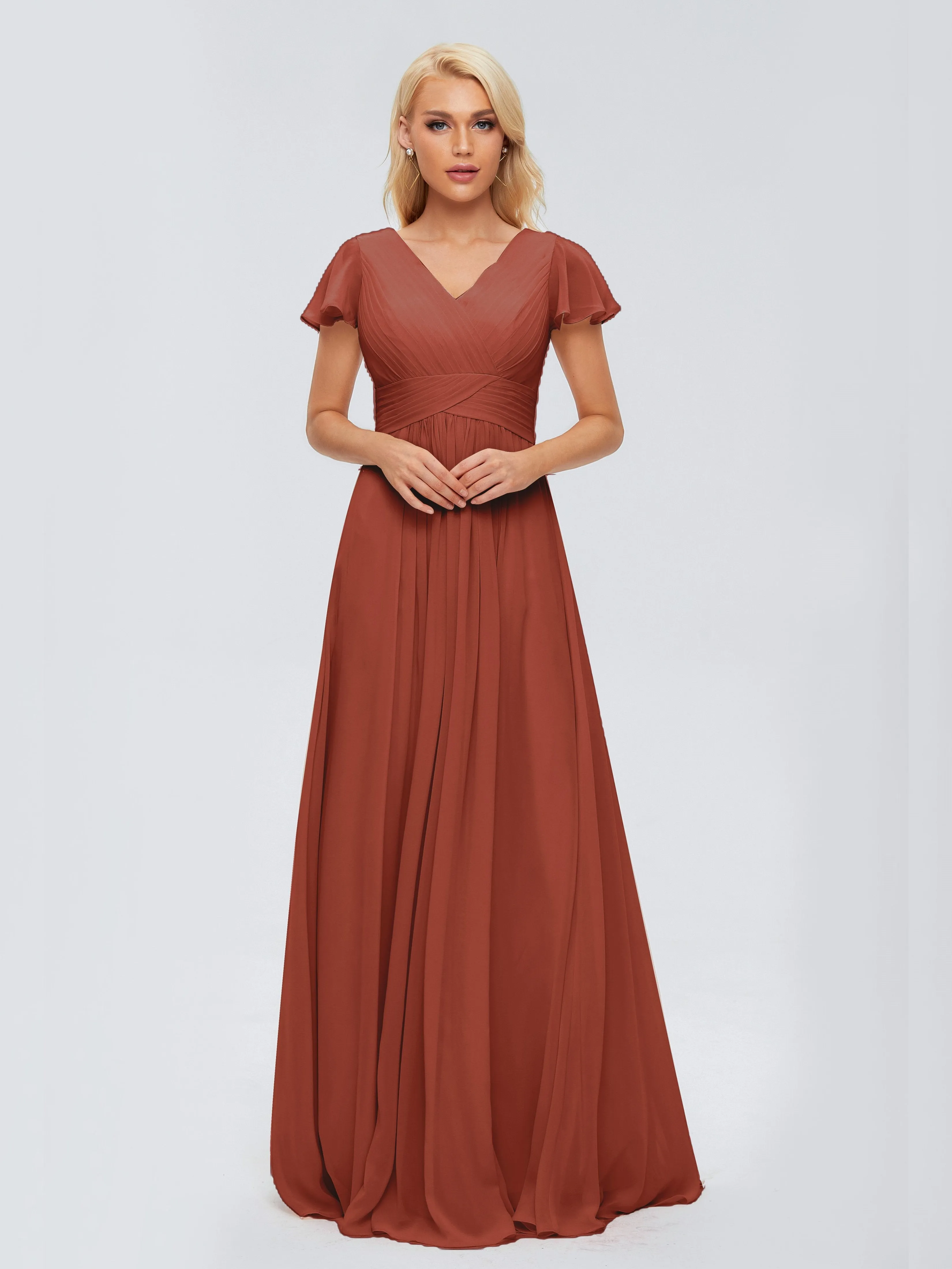 Charlie Cap Sleeves Elegant Chiffon Bridesmaid Dresses
