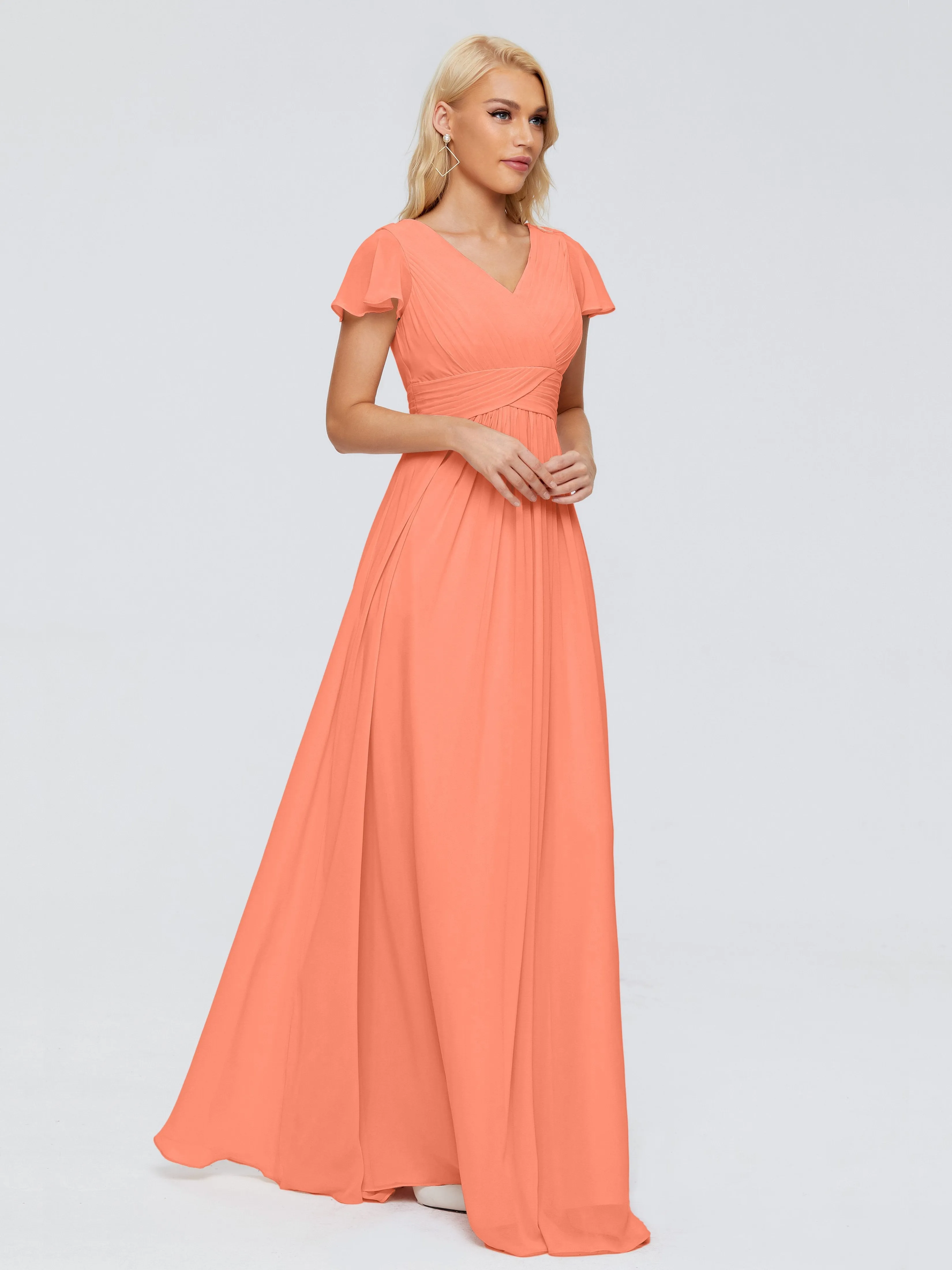 Charlie Cap Sleeves Elegant Chiffon Bridesmaid Dresses