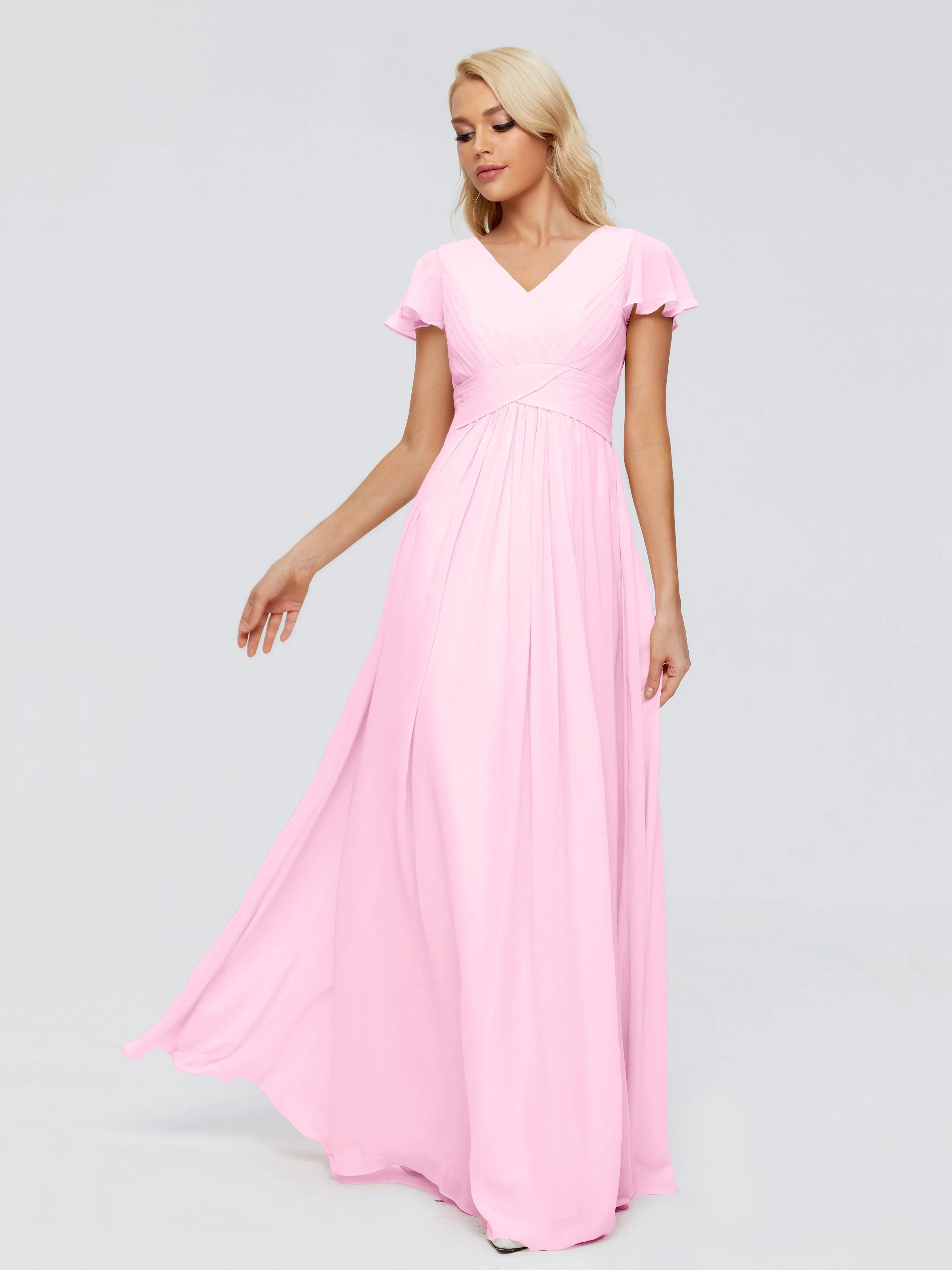 Charlie Cap Sleeves Elegant Chiffon Bridesmaid Dresses