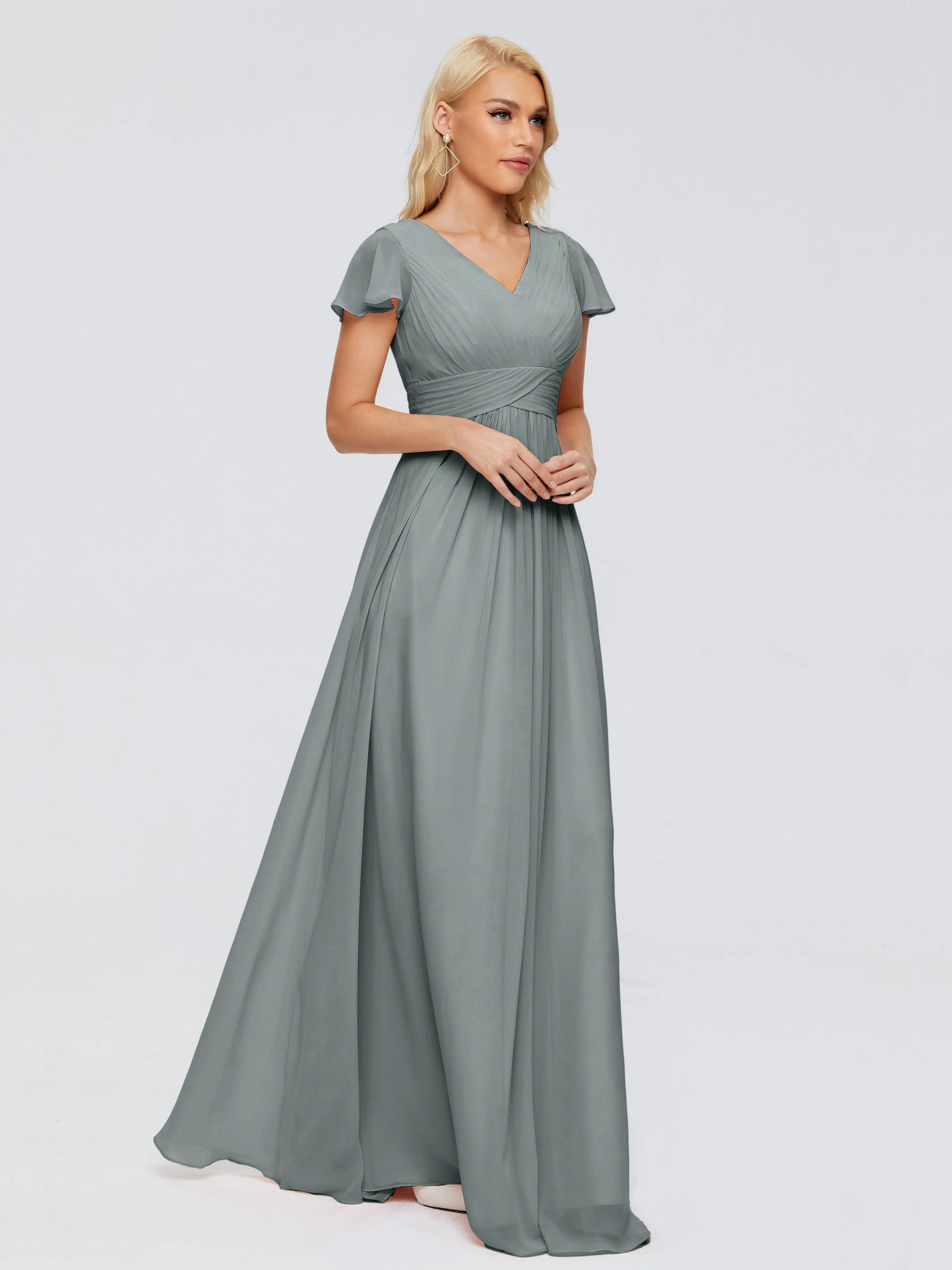 Charlie Cap Sleeves Elegant Chiffon Bridesmaid Dresses