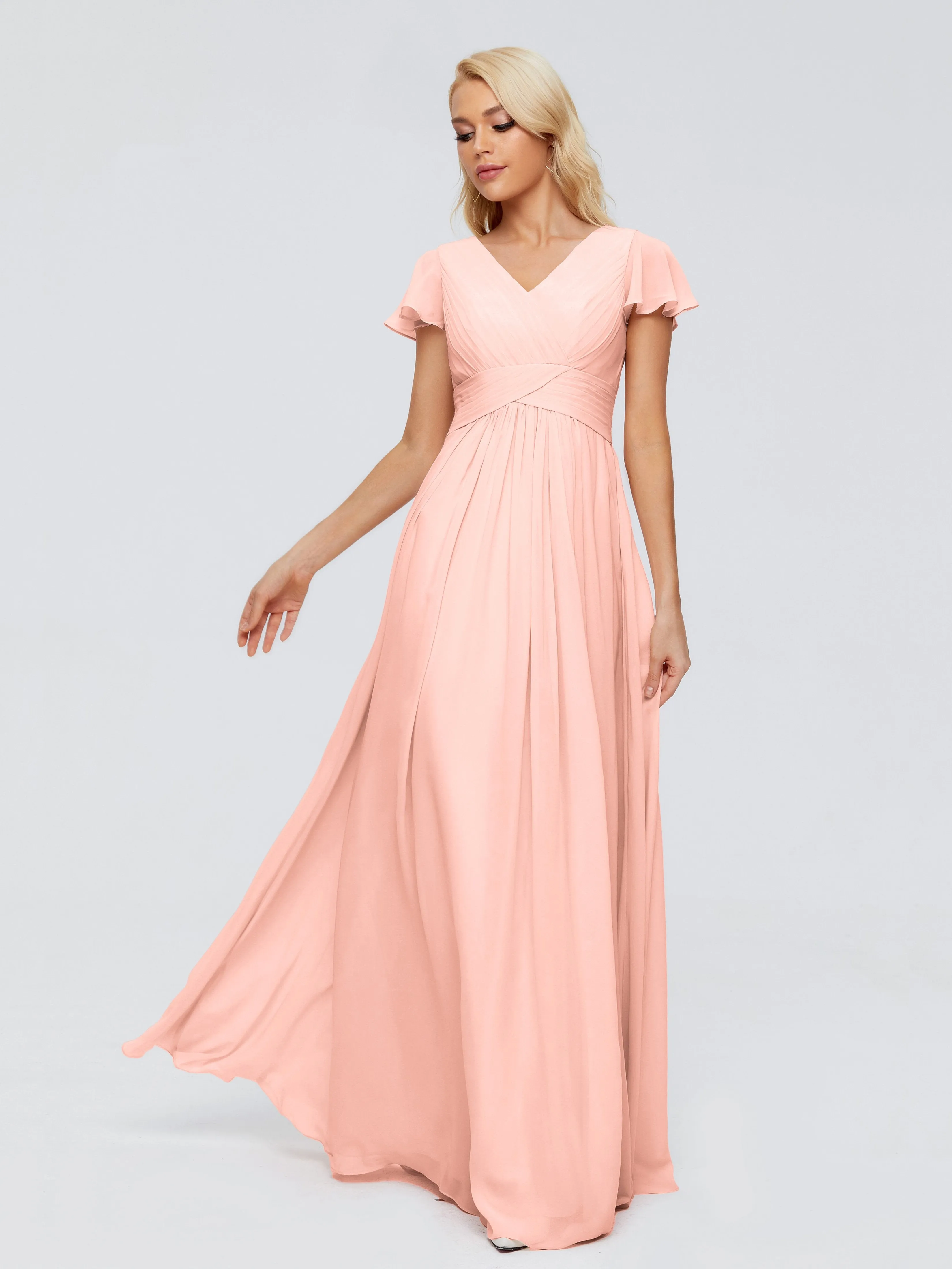 Charlie Cap Sleeves Elegant Chiffon Bridesmaid Dresses