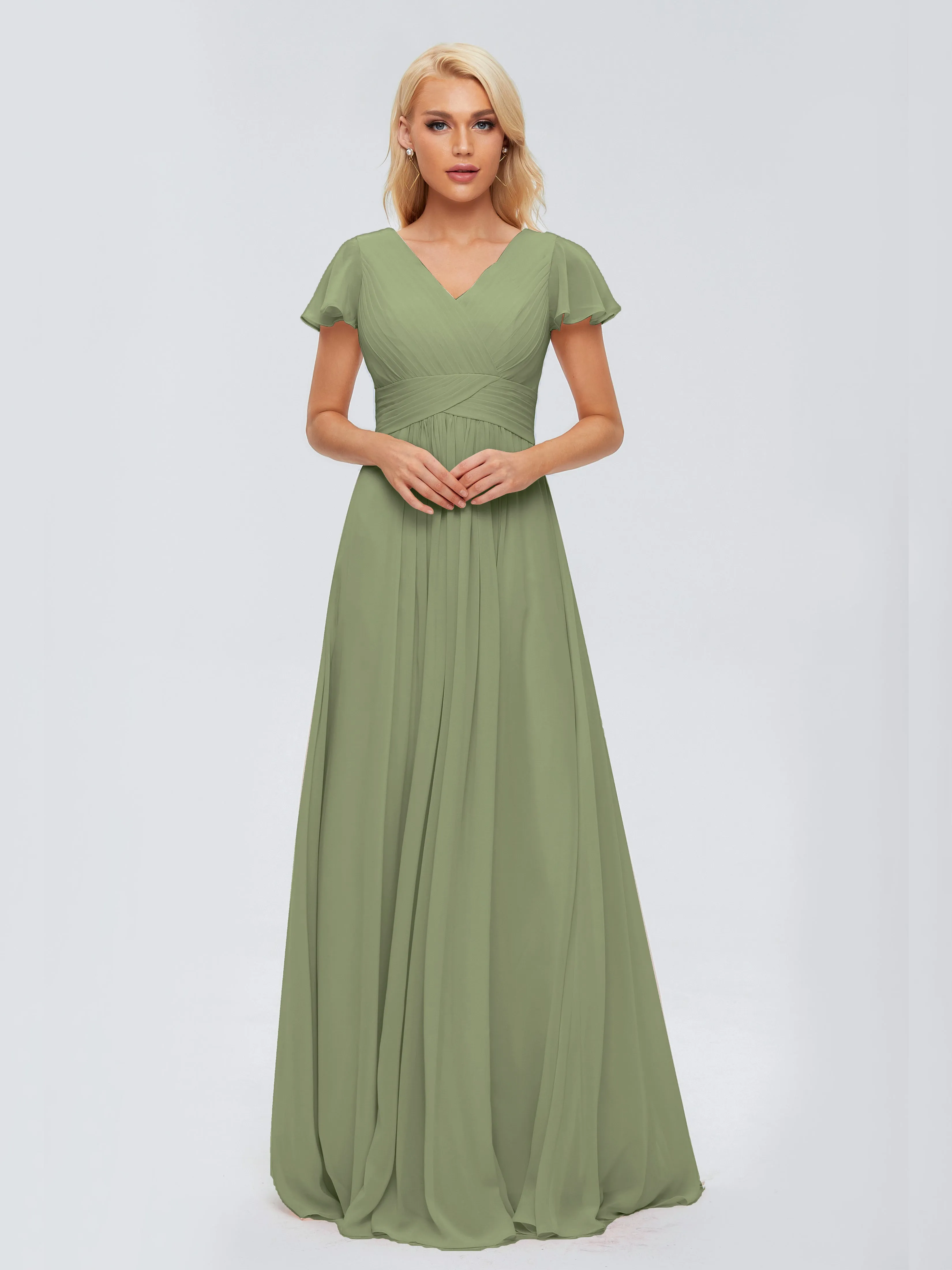 Charlie Cap Sleeves Elegant Chiffon Bridesmaid Dresses