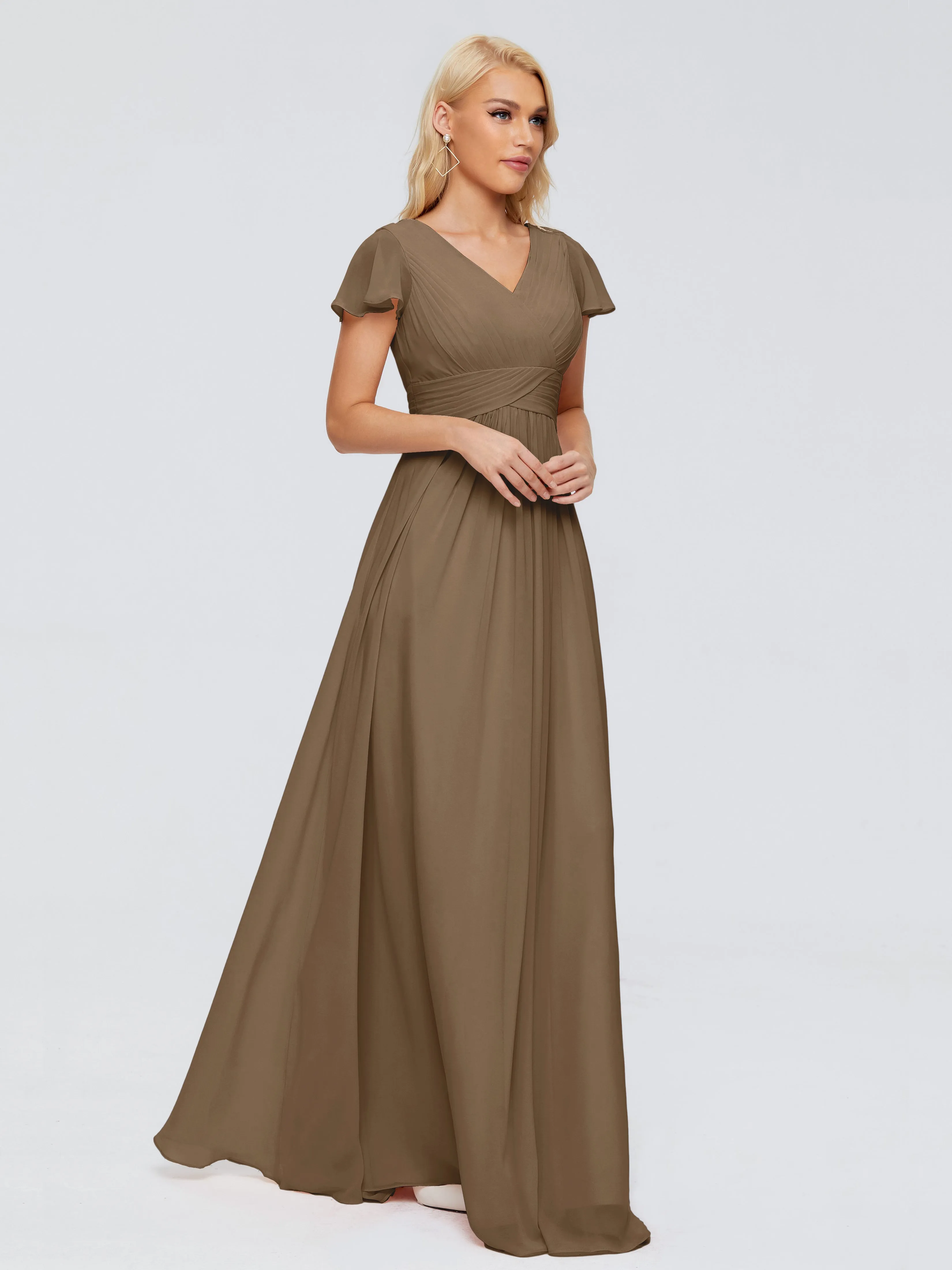 Charlie Cap Sleeves Elegant Chiffon Bridesmaid Dresses