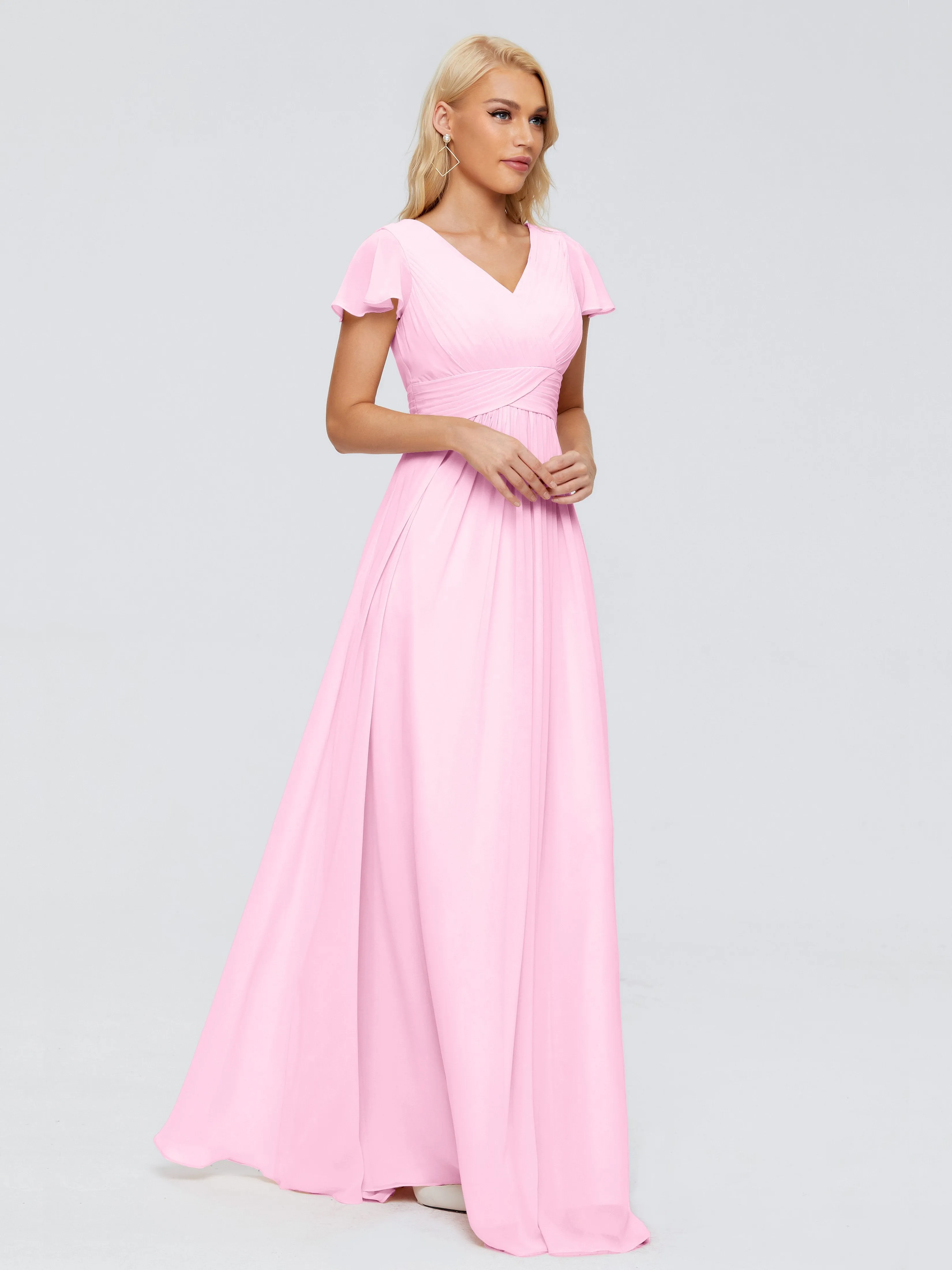Charlie Cap Sleeves Elegant Chiffon Bridesmaid Dresses