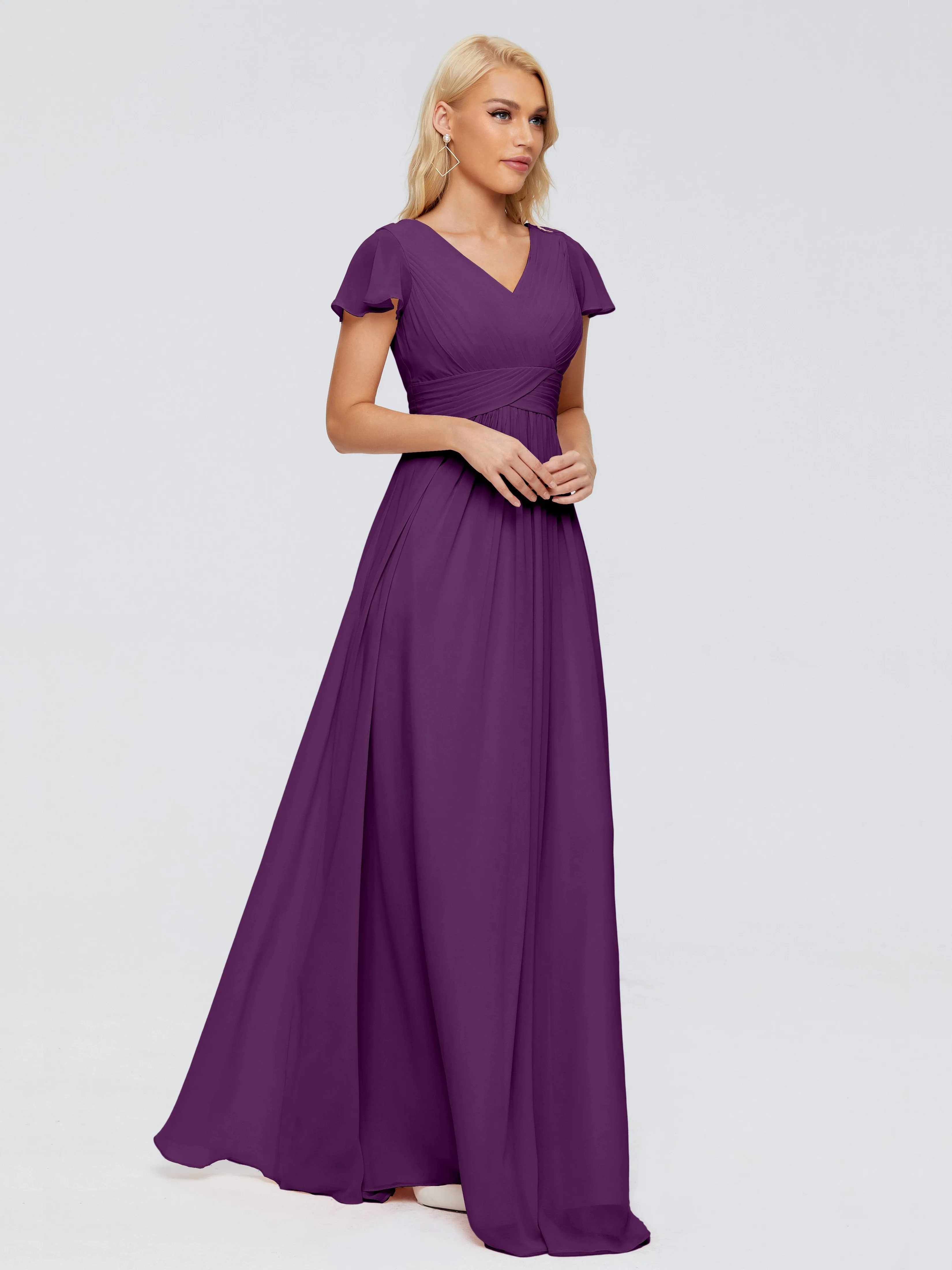 Charlie Cap Sleeves Elegant Chiffon Bridesmaid Dresses