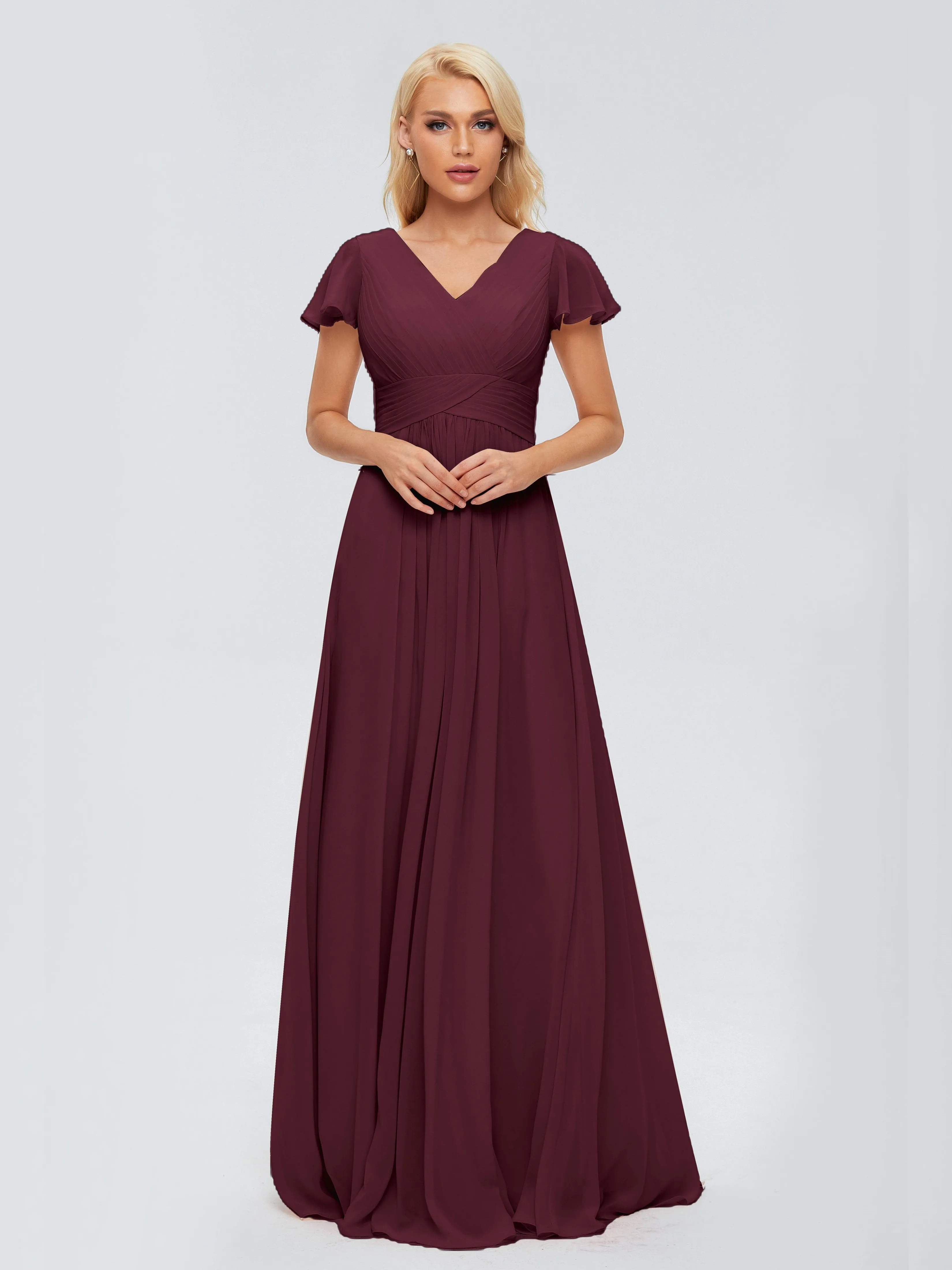 Charlie Cap Sleeves Elegant Chiffon Bridesmaid Dresses
