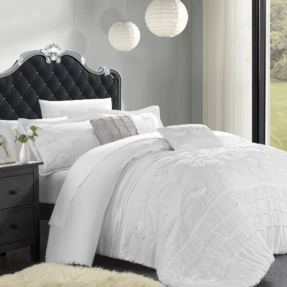 Chic Home 5 Piece Florentina Floral Pleated Comforter Set