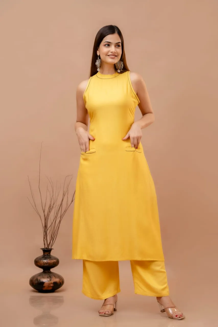 Cotton Dobby Kurti with Palazzo Set