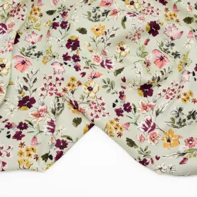 Deadstock Blossom Ballet Midweight Viscose Crepe - Pistachio/Rose