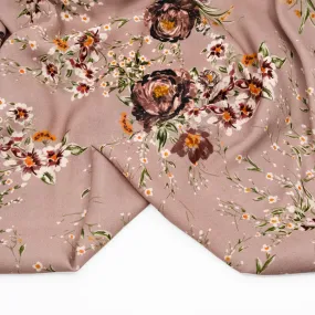 Deadstock Midnight Bouquet Midweight Viscose Crepe - Mauve/Grass/Baked Clay