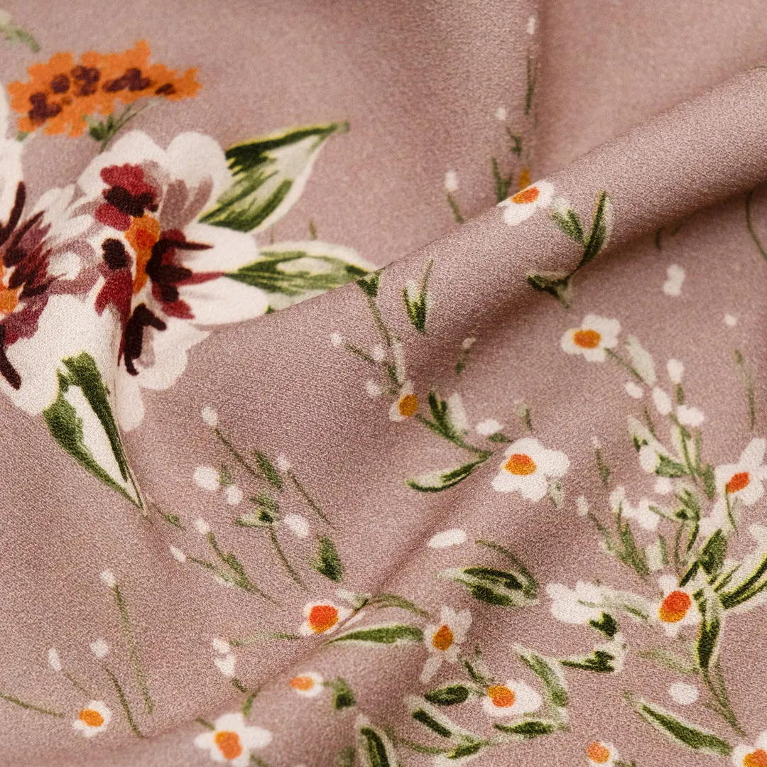 Deadstock Midnight Bouquet Midweight Viscose Crepe - Mauve/Grass/Baked Clay