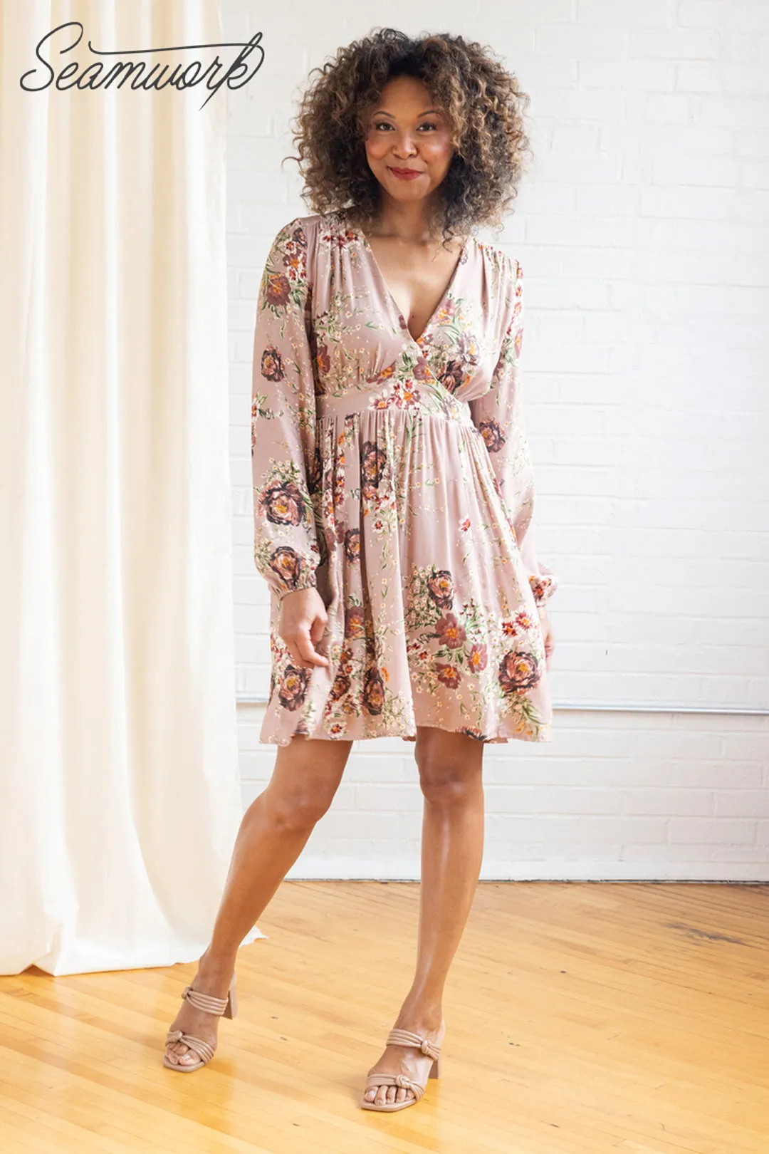Deadstock Midnight Bouquet Midweight Viscose Crepe - Mauve/Grass/Baked Clay