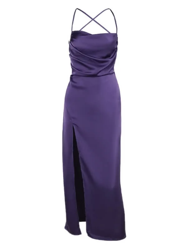 Elegant slit suspender dress