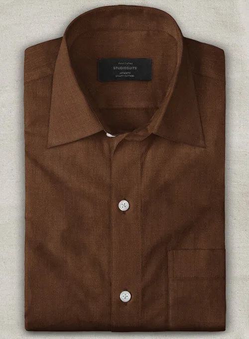 European Oak Brown Linen Shirt
