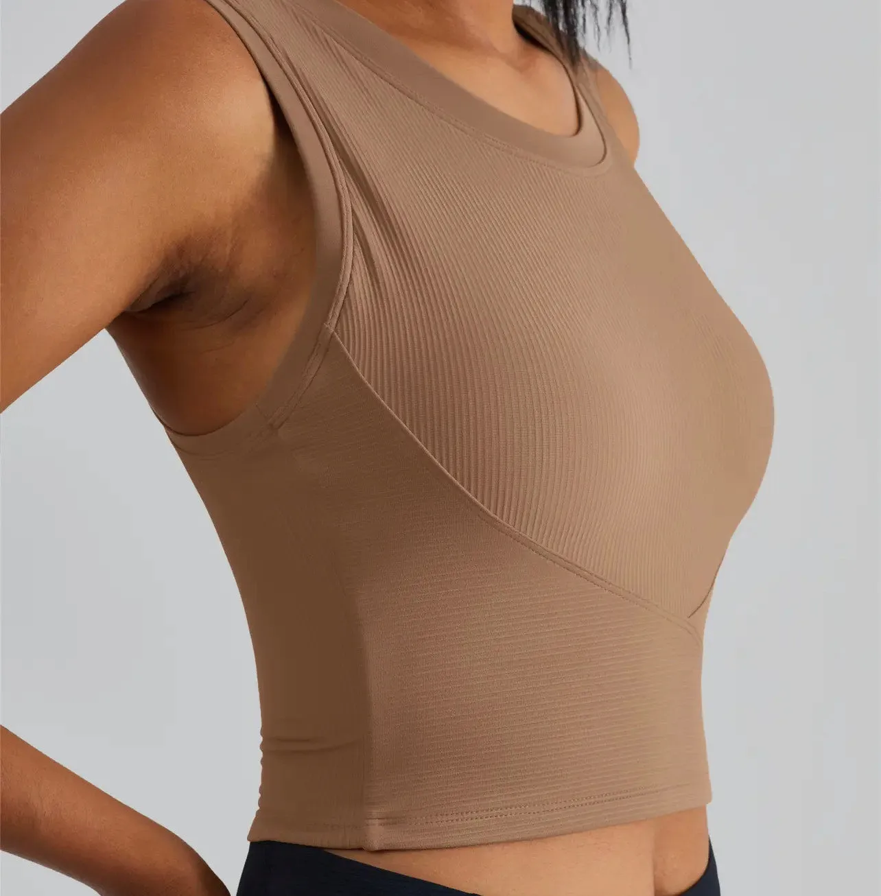 Favorite Sculpt Ribbed Crop Top (Frappuccino)