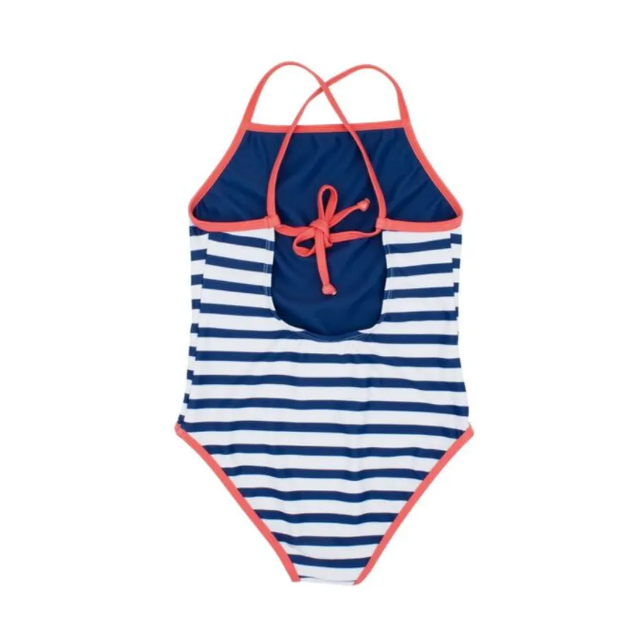 Feather 4 Arrow Beach Babe Cross-Back Swimsuit - Navy/White