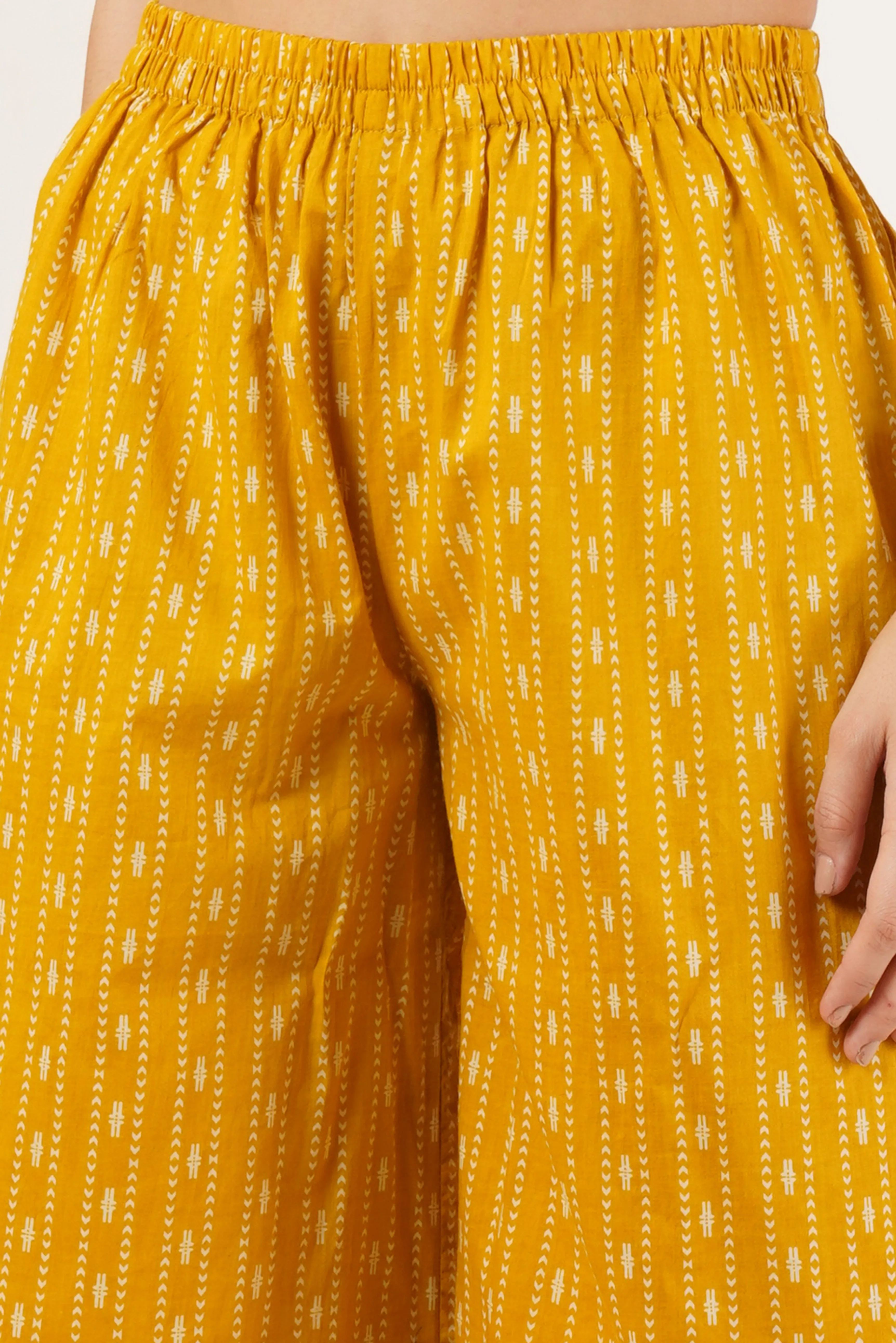 Festive Style Cotton A-Line Kurta with Palazzo Set for Women