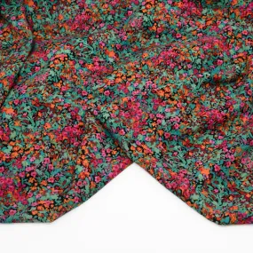 Floral Meltdown Rayon Challis - Turquoise/Raspberry/Tangerine