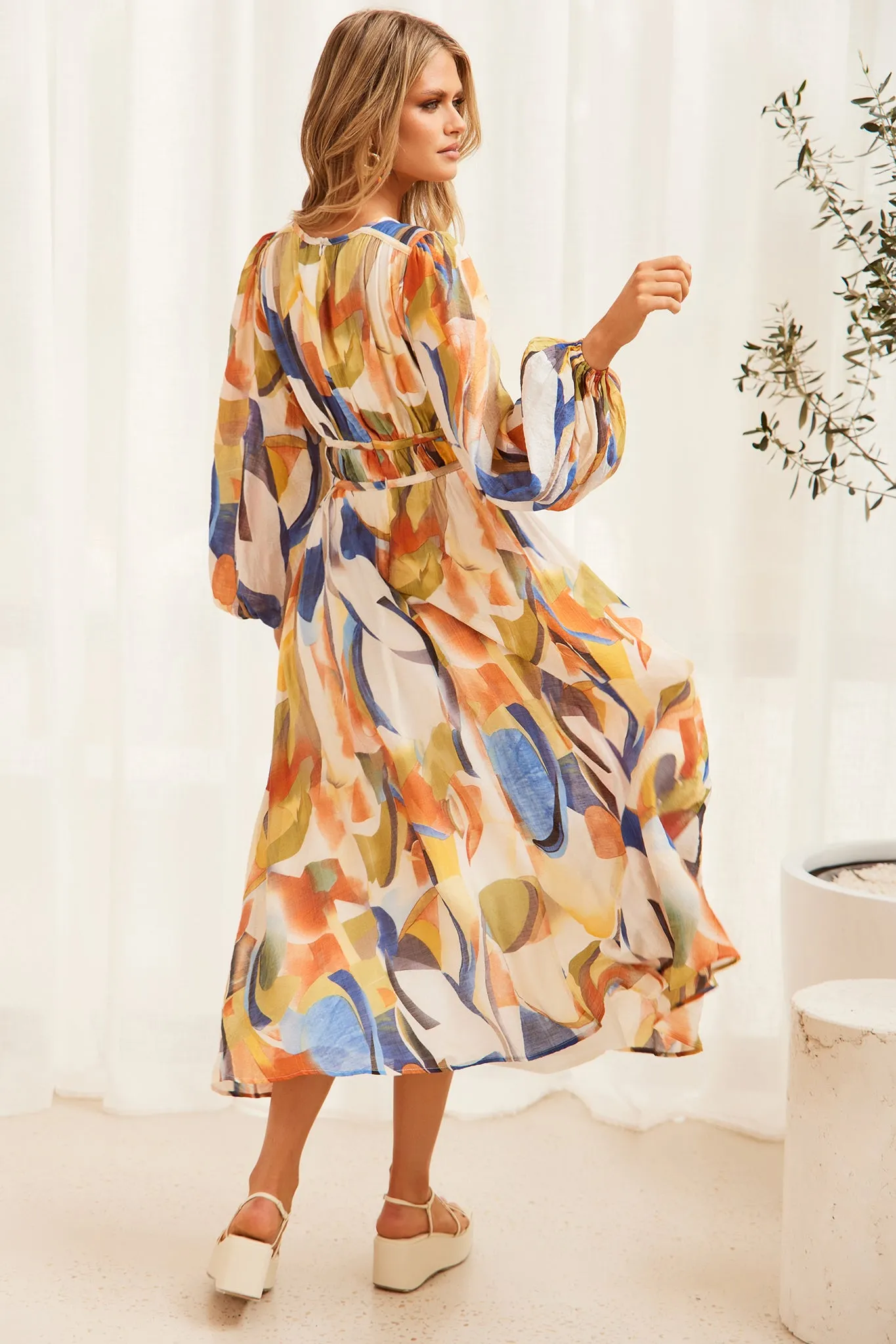 Flow State Midi Dress - Green Multi