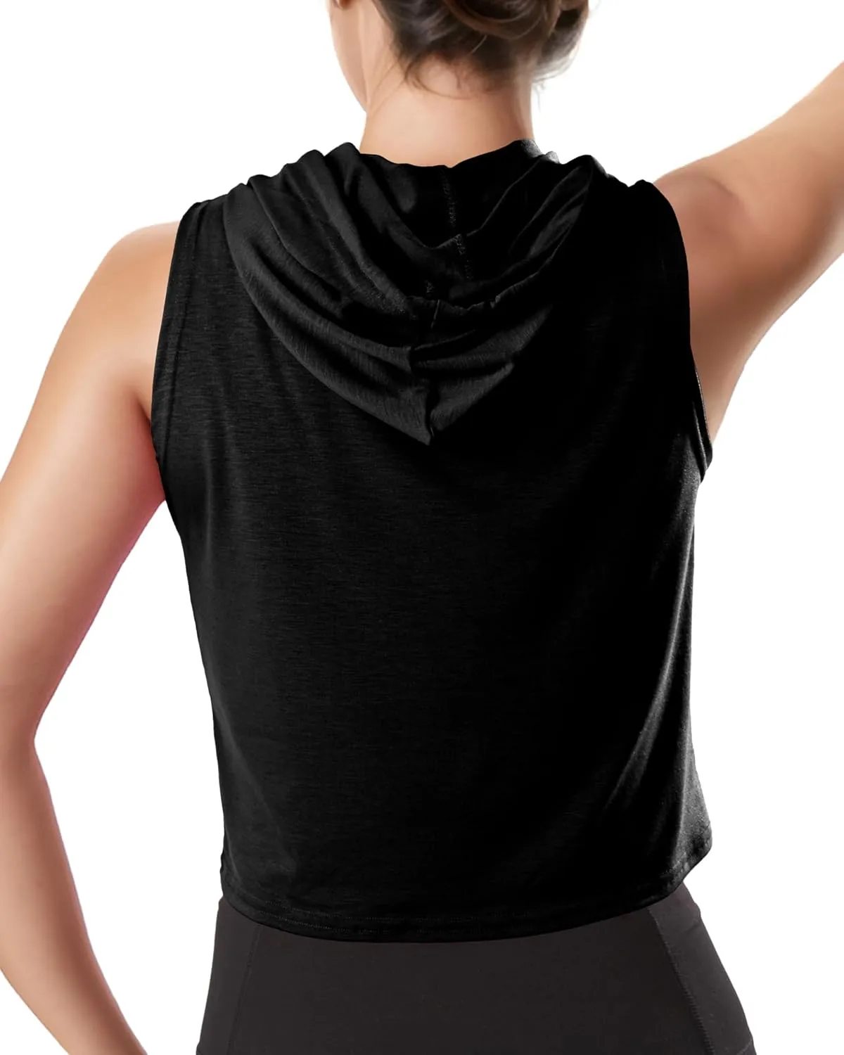 GIVON Womens Actvicewear Sleeveless Hoodie Crop Tank Tops Workout Sweatshirt